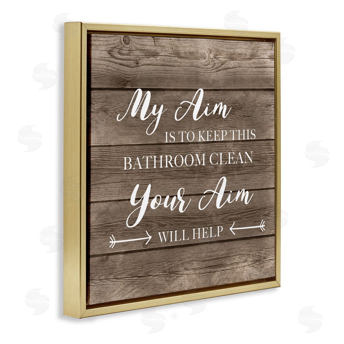 Sassy Your Aim Toilet Cleanliness Gold Floating Frame Canvas Wall Art, Home Decor by CAD Designs