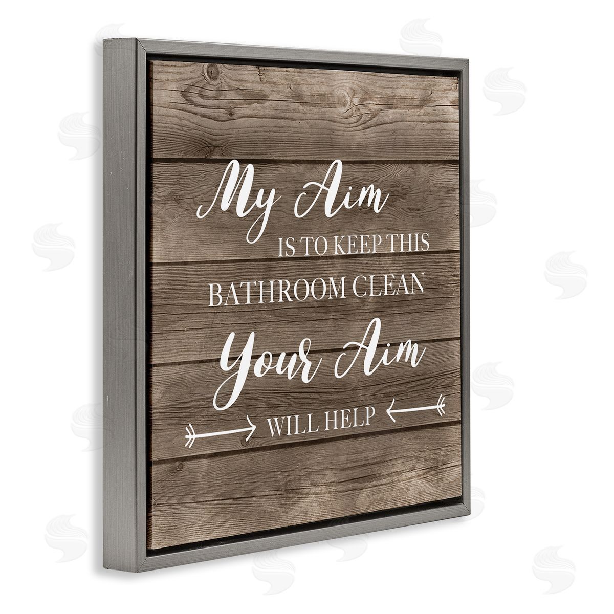 Sassy Your Aim Toilet Cleanliness Grey Floating Frame Canvas Wall Art, Home Decor by CAD Designs
