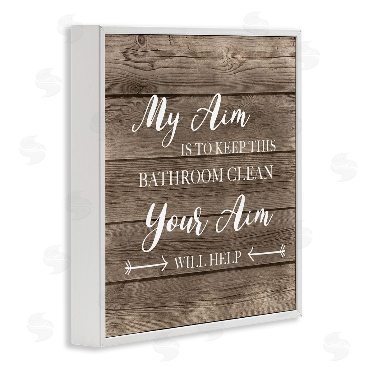 Sassy Your Aim Toilet Cleanliness White Frame Print Wall Art, Home Decor by CAD Designs