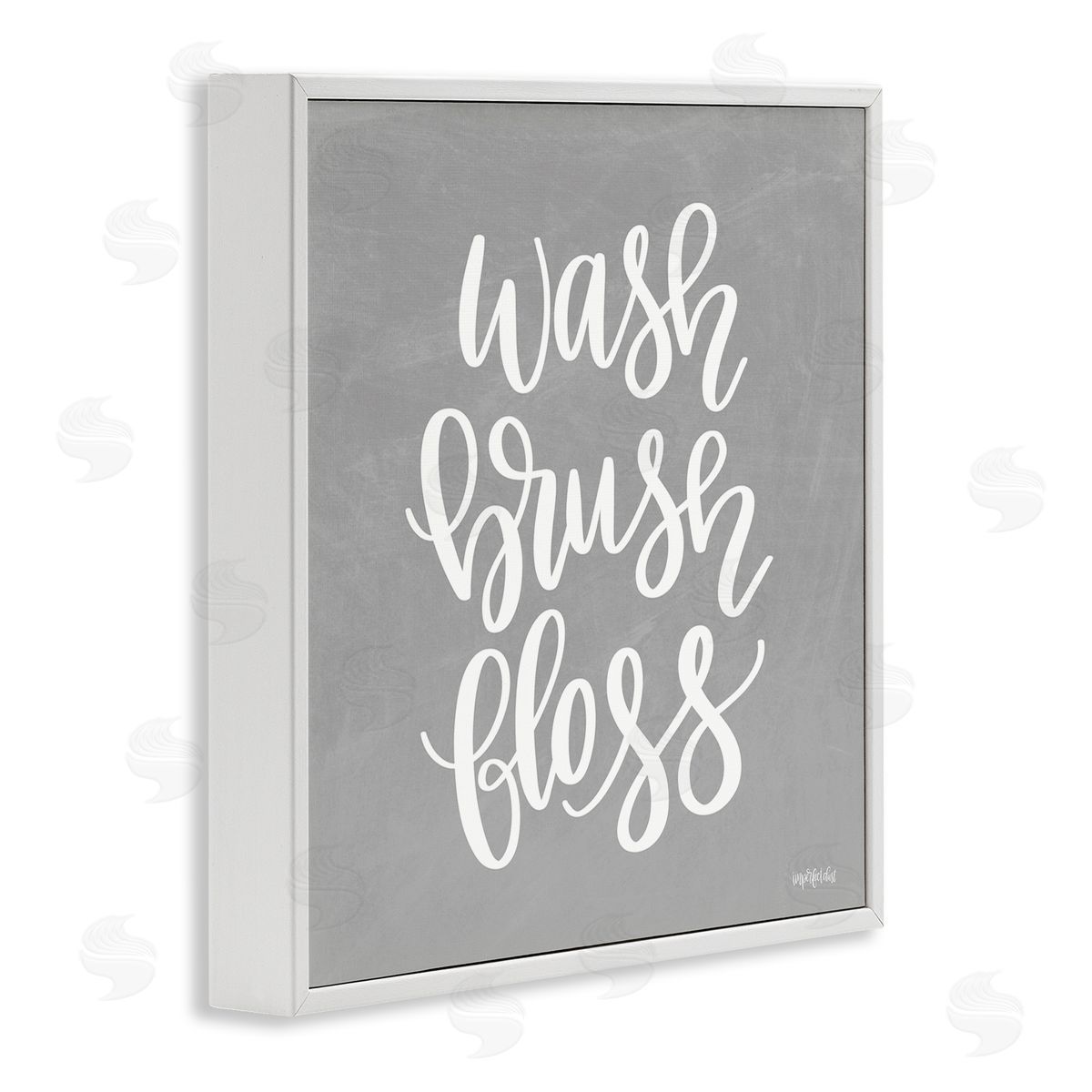Imperfect Dust Wash Brush Floss Simplistic Hygiene Reminder Textured Sign White Framed Glicee Wall Art Print