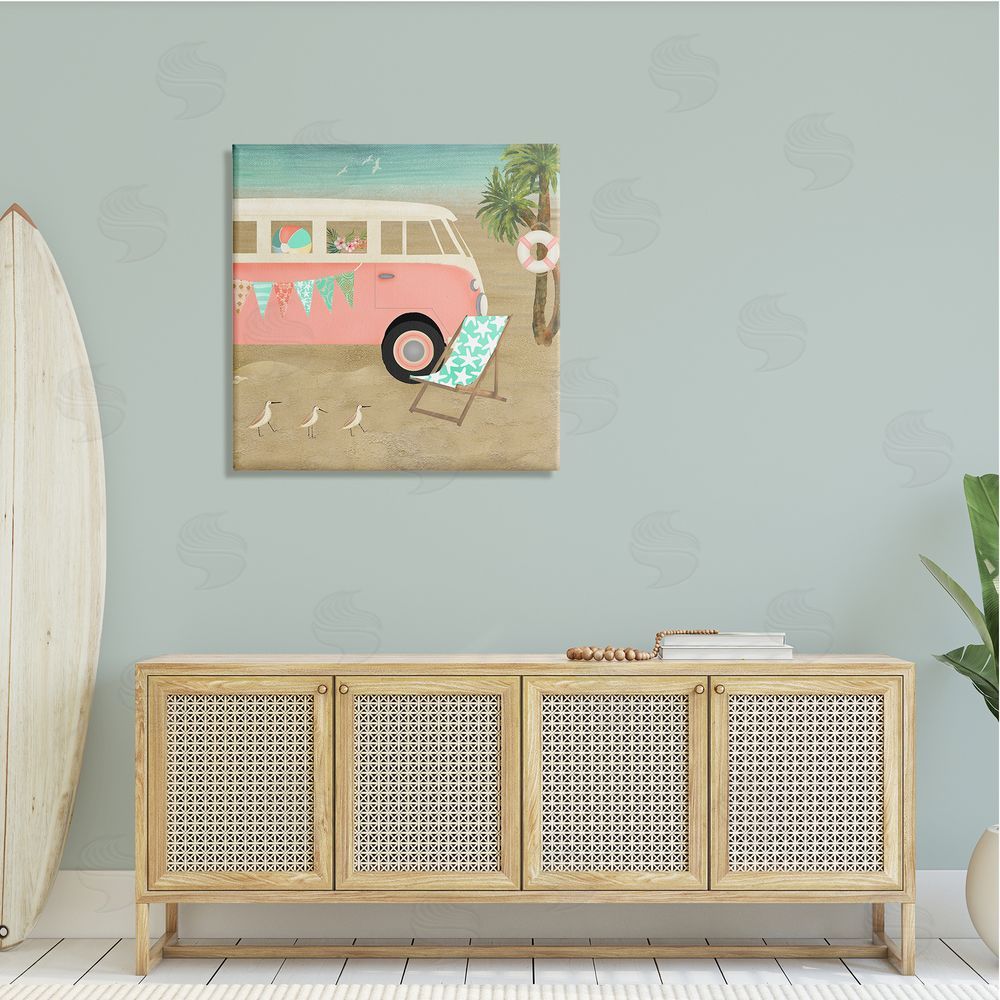 Beth Albert Surfing Bohemian Camping Trailer Beach Palm Trees Canvas Wall Art in Room