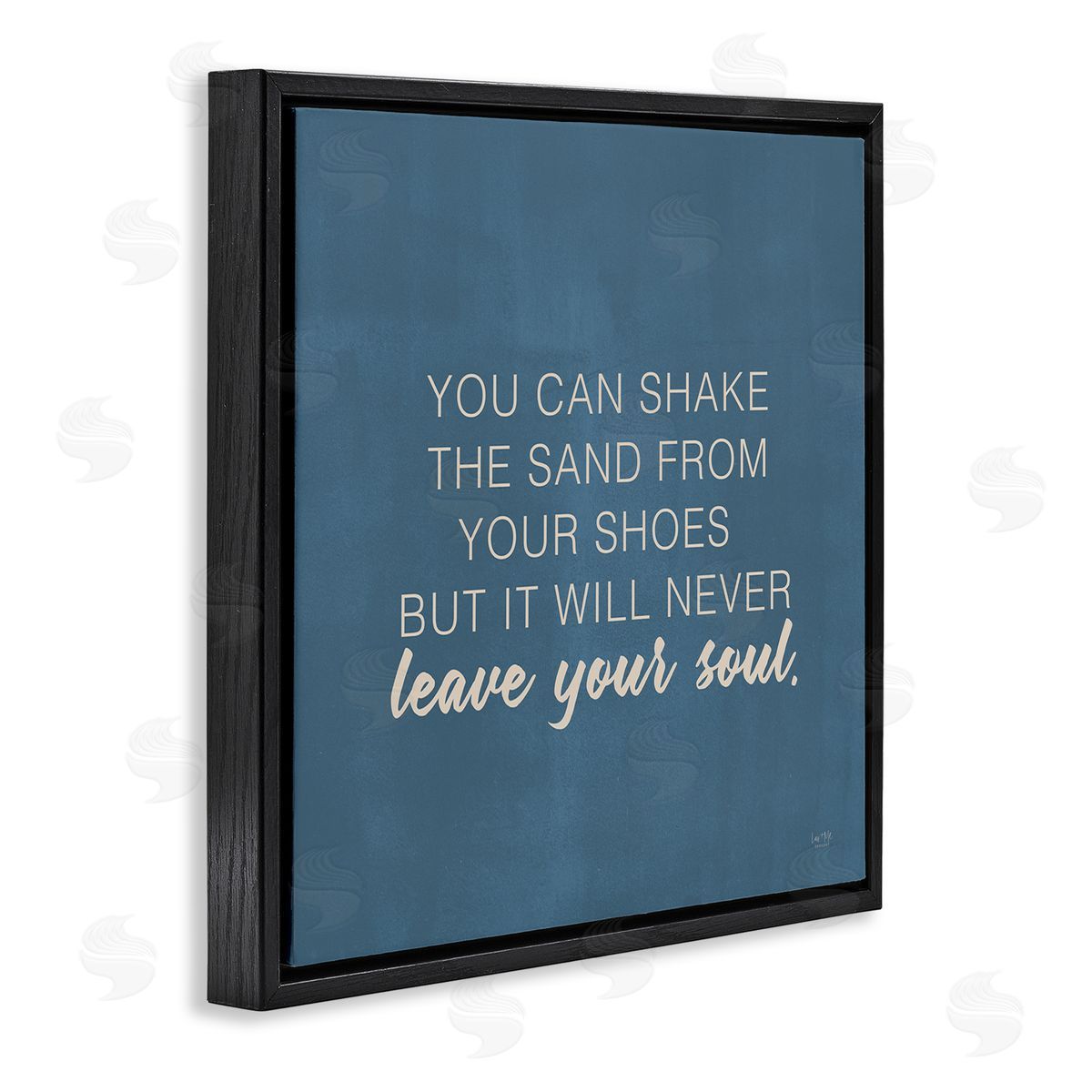 Lux + Me Designs Sand Never Leaves Your Soul Inspirational Phrase Black Floating Frame Canvas Wall Art Print