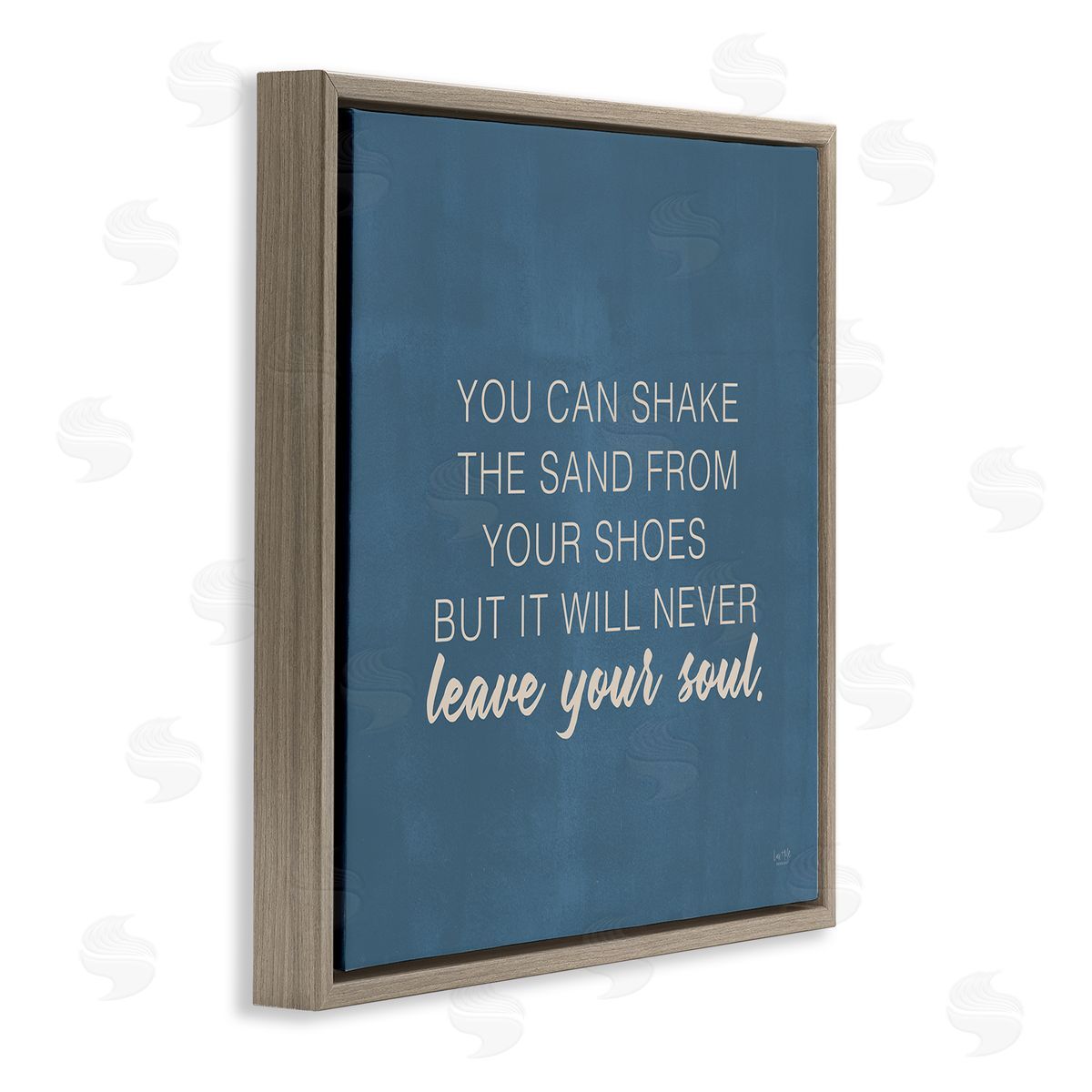 Lux + Me Designs Sand Never Leaves Your Soul Inspirational Phrase Brown Floating Frame Canvas Wall Art Print