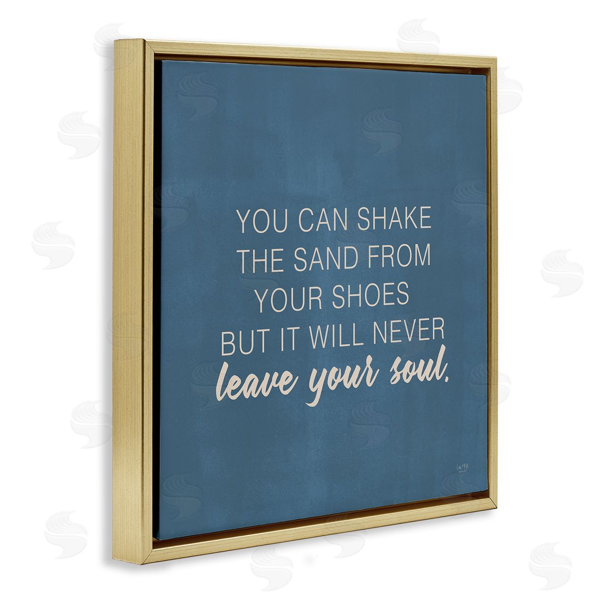 Lux + Me Designs Sand Never Leaves Your Soul Inspirational Phrase Gold Floating Frame Canvas Wall Art Print