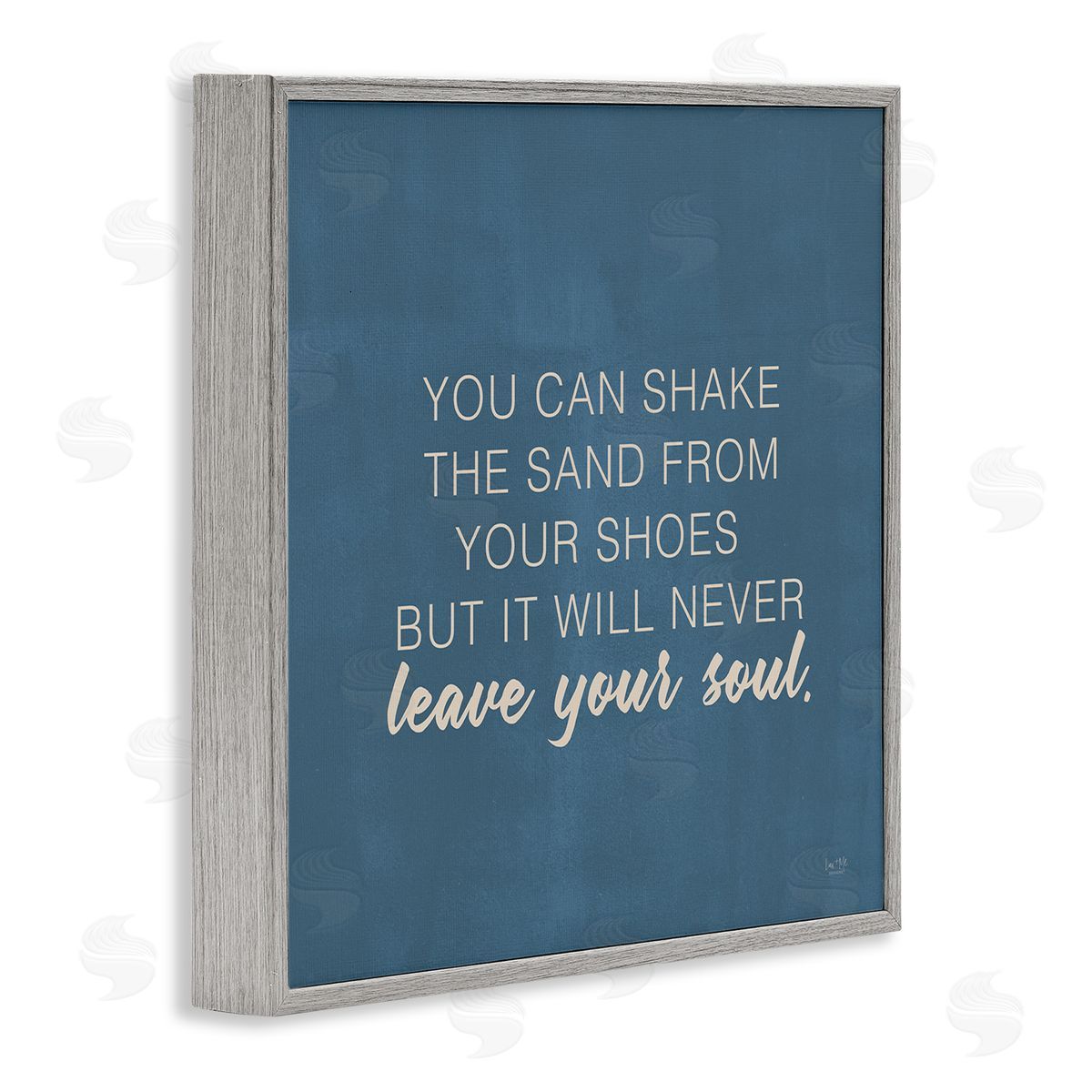 Lux + Me Designs Sand Never Leaves Your Soul Inspirational Phrase Gray Framed Glicee Wall Art Print
