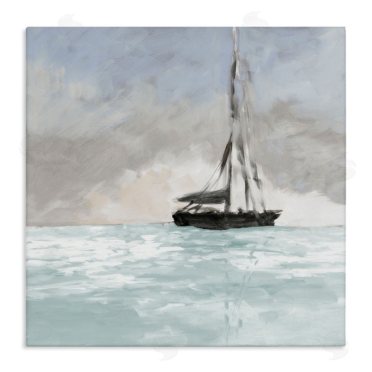 Jane Slivka Sailing Boat Navigating Gloomy Skies Icy Seas Outdoors Stretched Canvas Wall Art Print