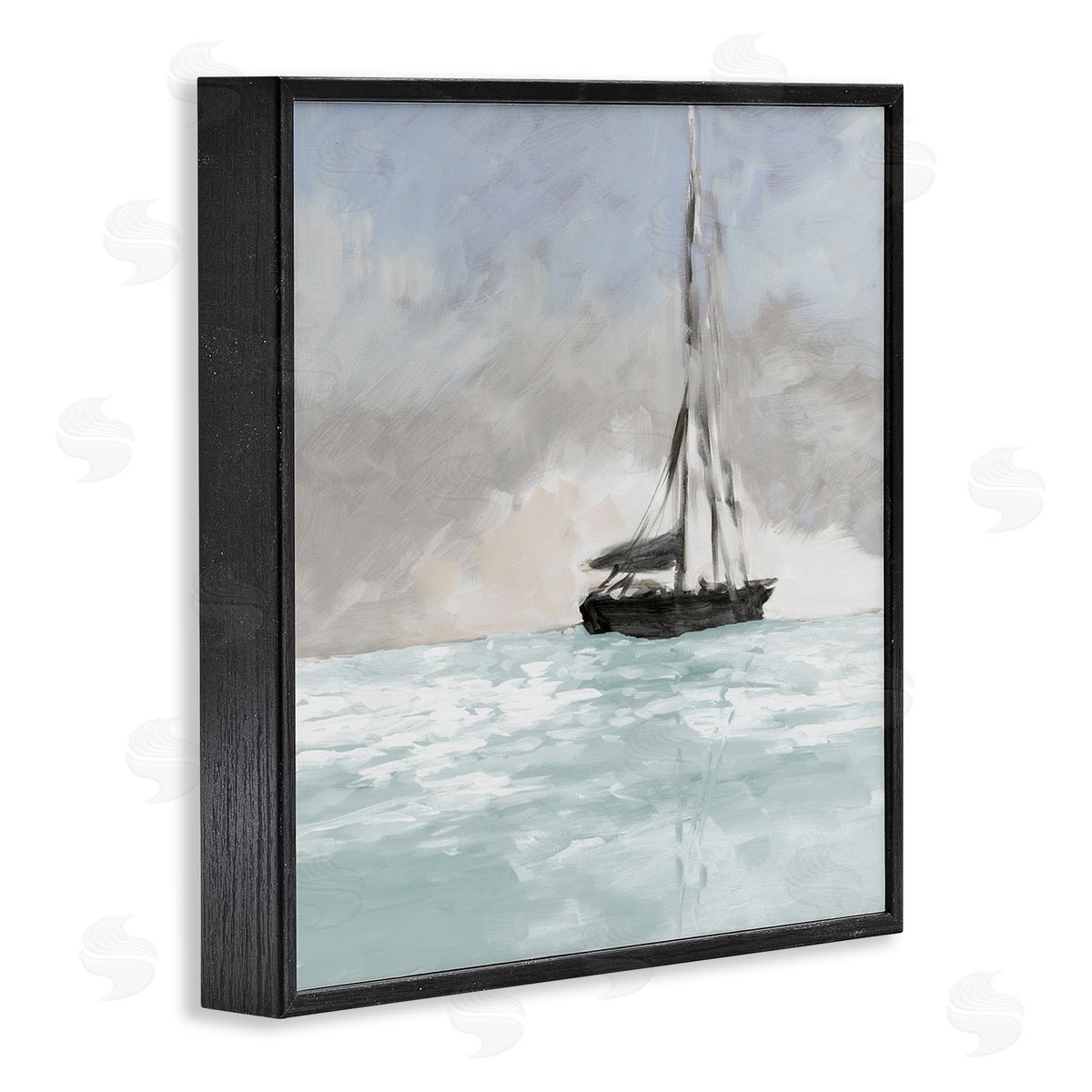 Jane Slivka Sailing Boat Navigating Gloomy Skies Icy Seas Outdoors Black Framed Glicee Wall Art Print