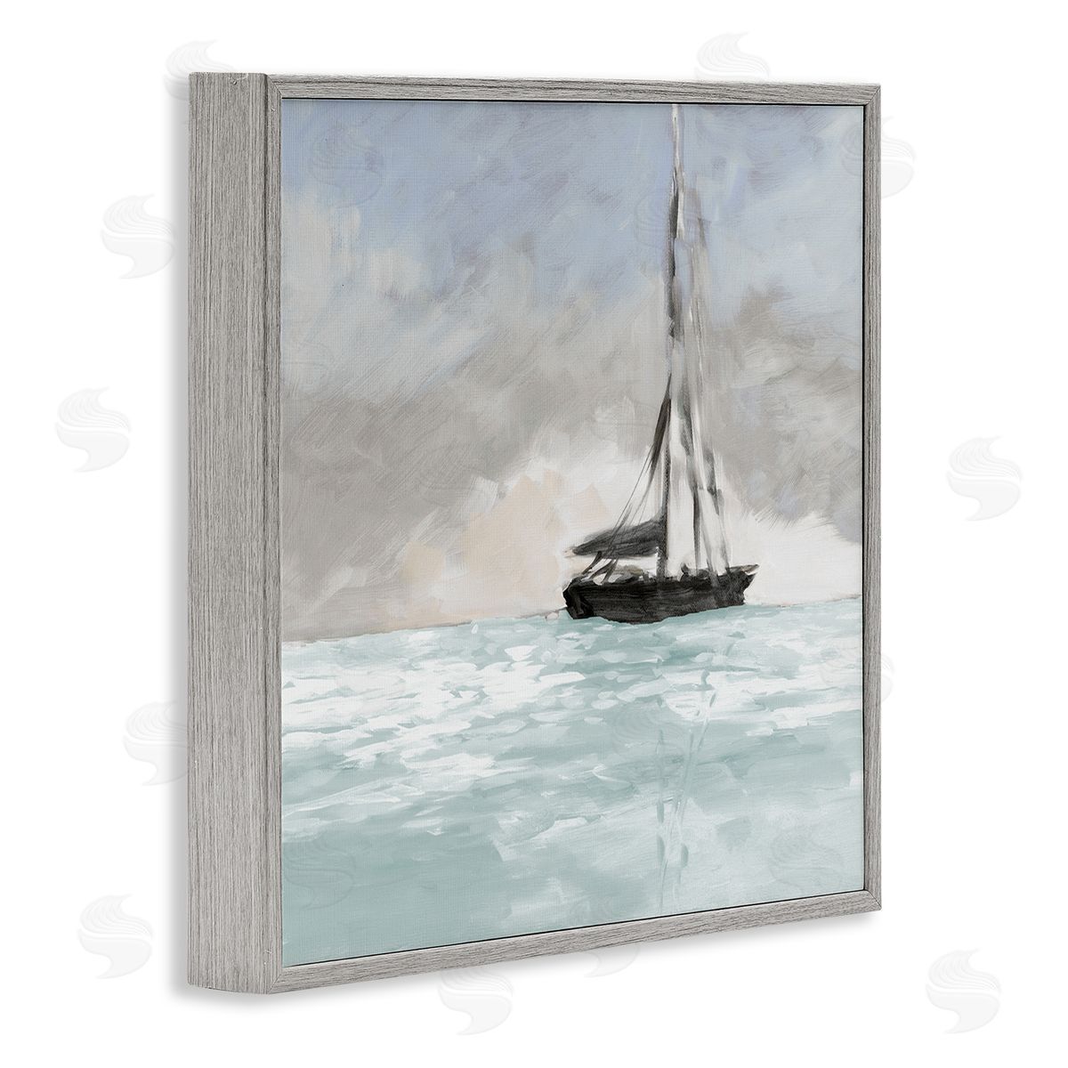 Jane Slivka Sailing Boat Navigating Gloomy Skies Icy Seas Outdoors Gray Framed Glicee Wall Art Print