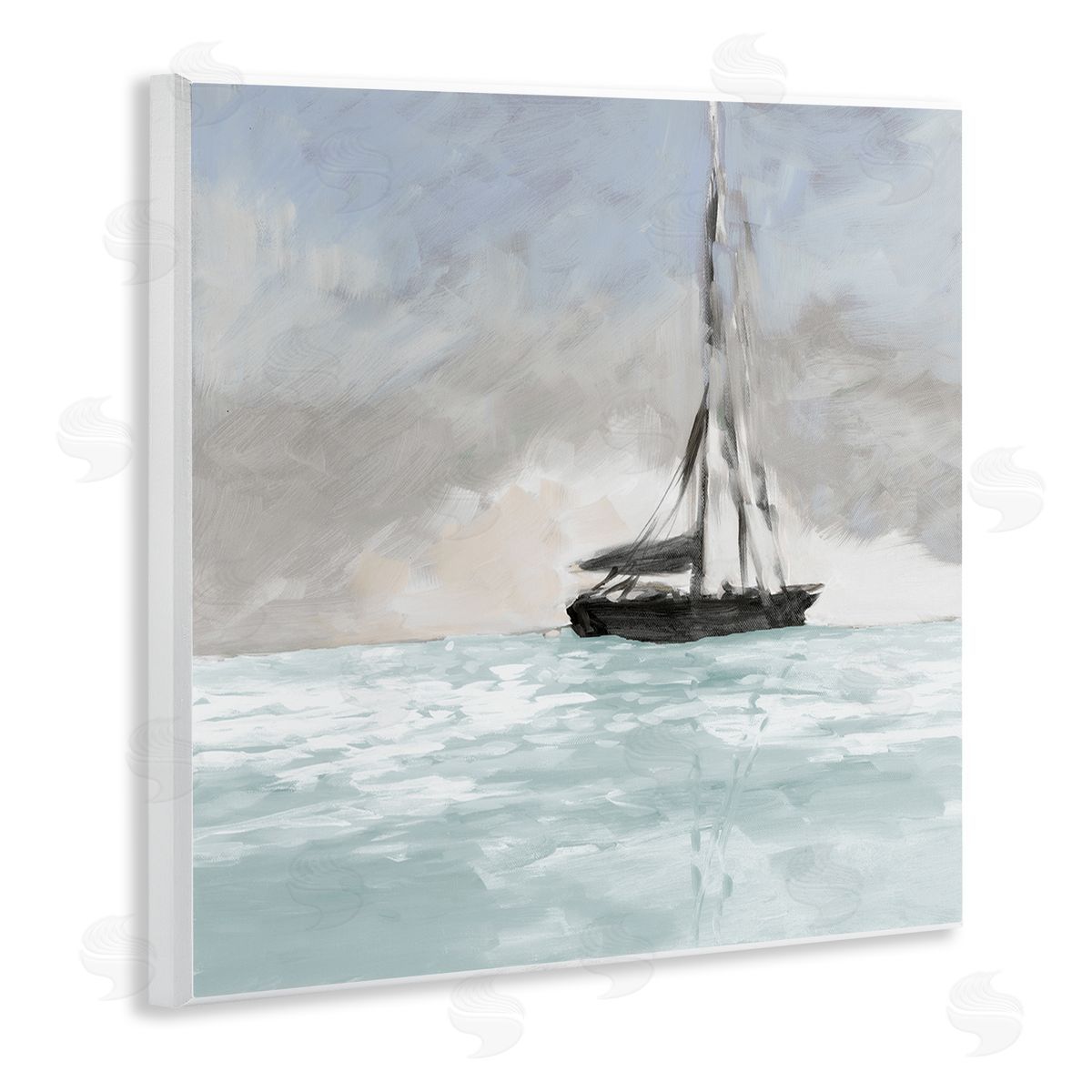 Jane Slivka Sailing Boat Navigating Gloomy Skies Icy Seas Outdoors Wooden Wall Plaque Art Print