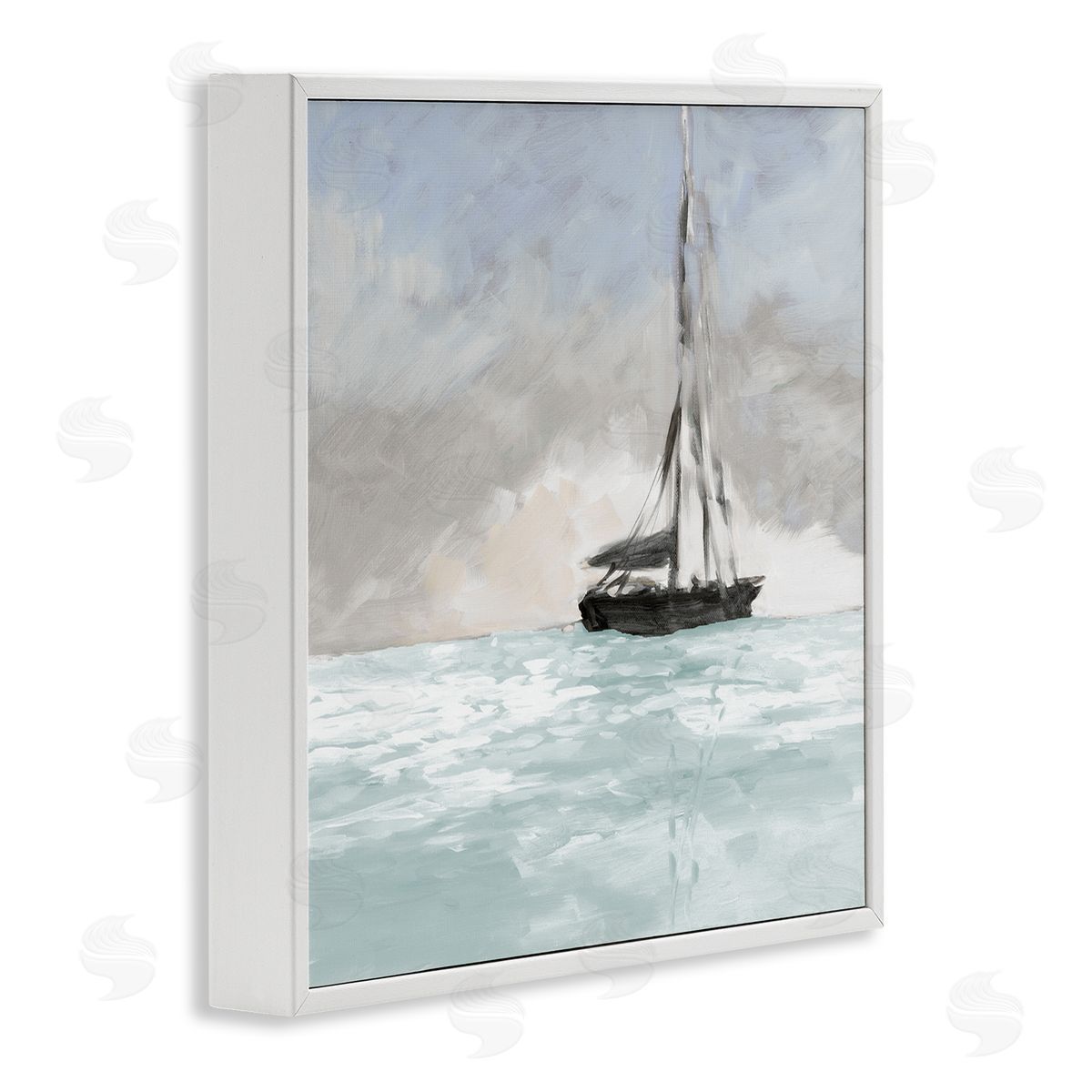 Jane Slivka Sailing Boat Navigating Gloomy Skies Icy Seas Outdoors White Framed Glicee Wall Art Print
