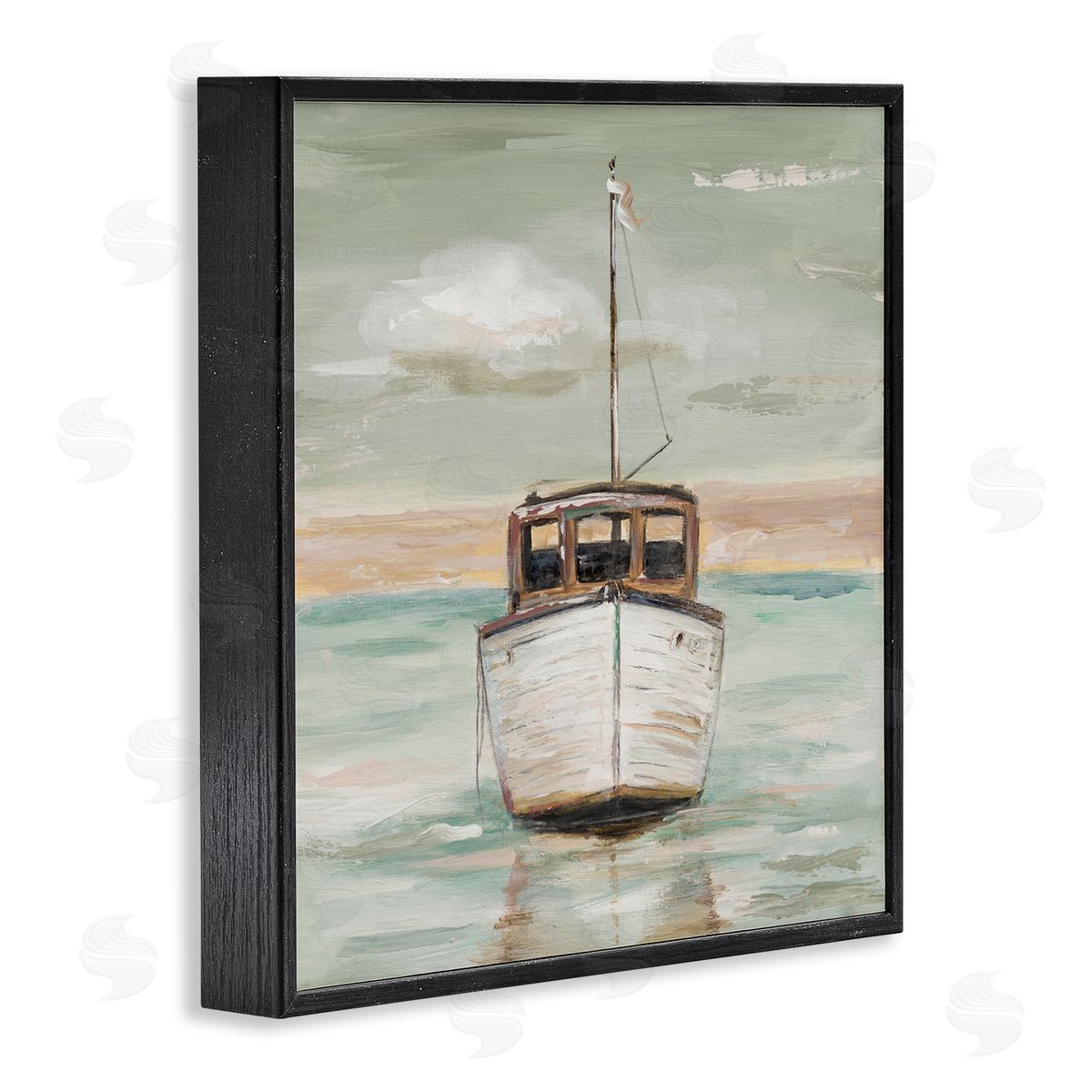 Patricia Pinto Navigating Water Vessel Ocean Crossroads Sunset Painting Black Framed Glicee Wall Art Print