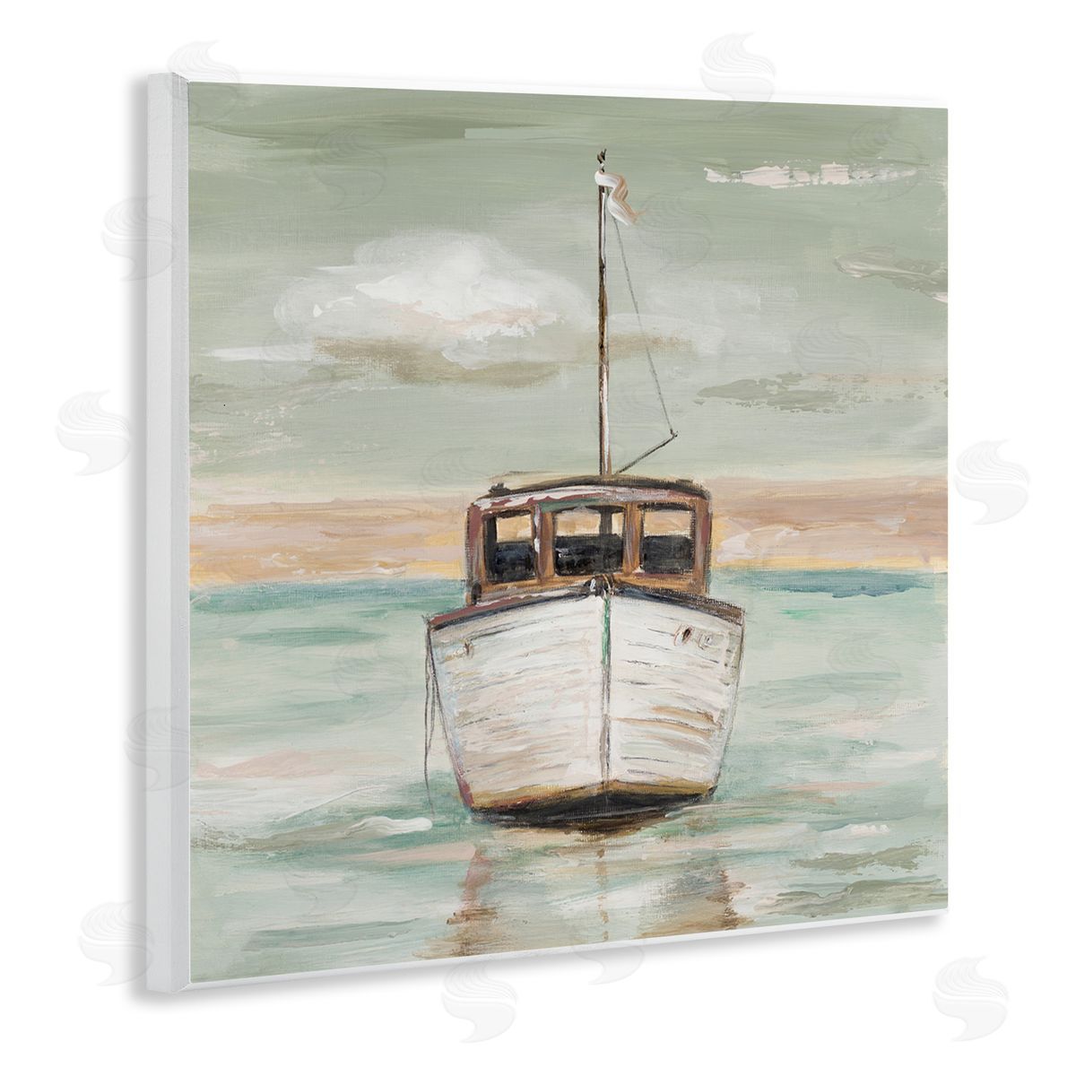 Patricia Pinto Navigating Water Vessel Ocean Crossroads Sunset Painting Wooden Wall Plaque Art Print