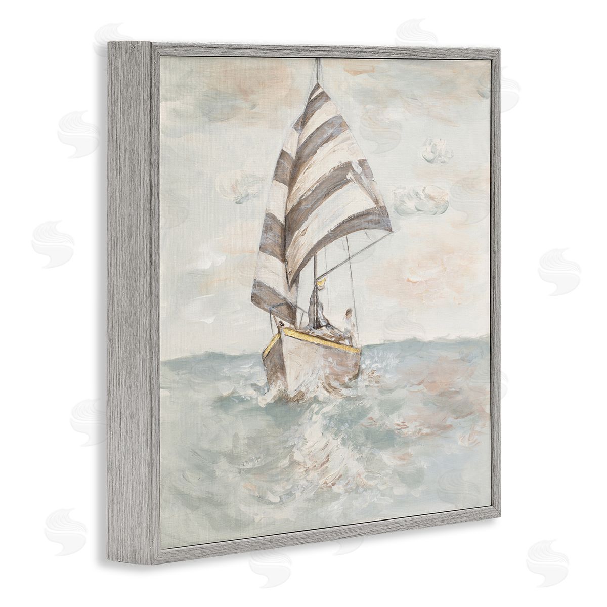 Patricia Pinto Sailing Fishing Boat High Tide Open Sea Gray Framed Glicee Wall Art Print