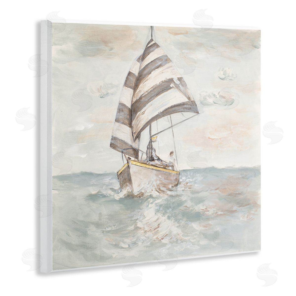 Patricia Pinto Sailing Fishing Boat High Tide Open Sea Wooden Wall Plaque Art Print