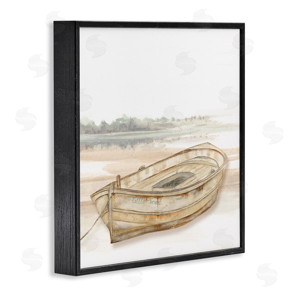 Patricia Pinto Little Snail Rowboat Resting Shallow Coastal Horizon Black Framed Glicee Wall Art Print