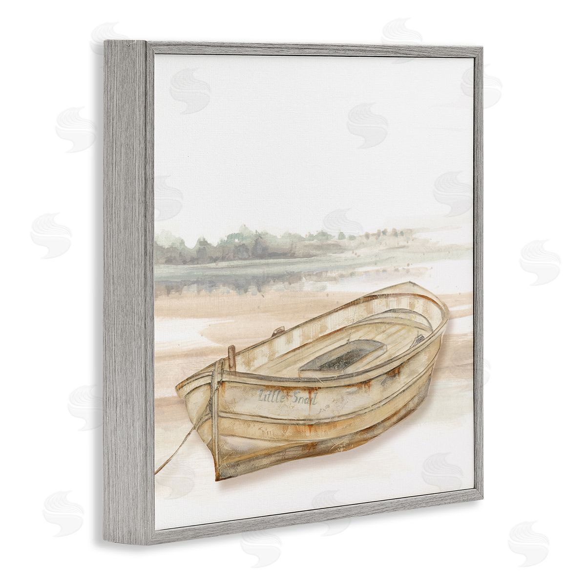 Patricia Pinto Little Snail Rowboat Resting Shallow Coastal Horizon Gray Framed Glicee Wall Art Print