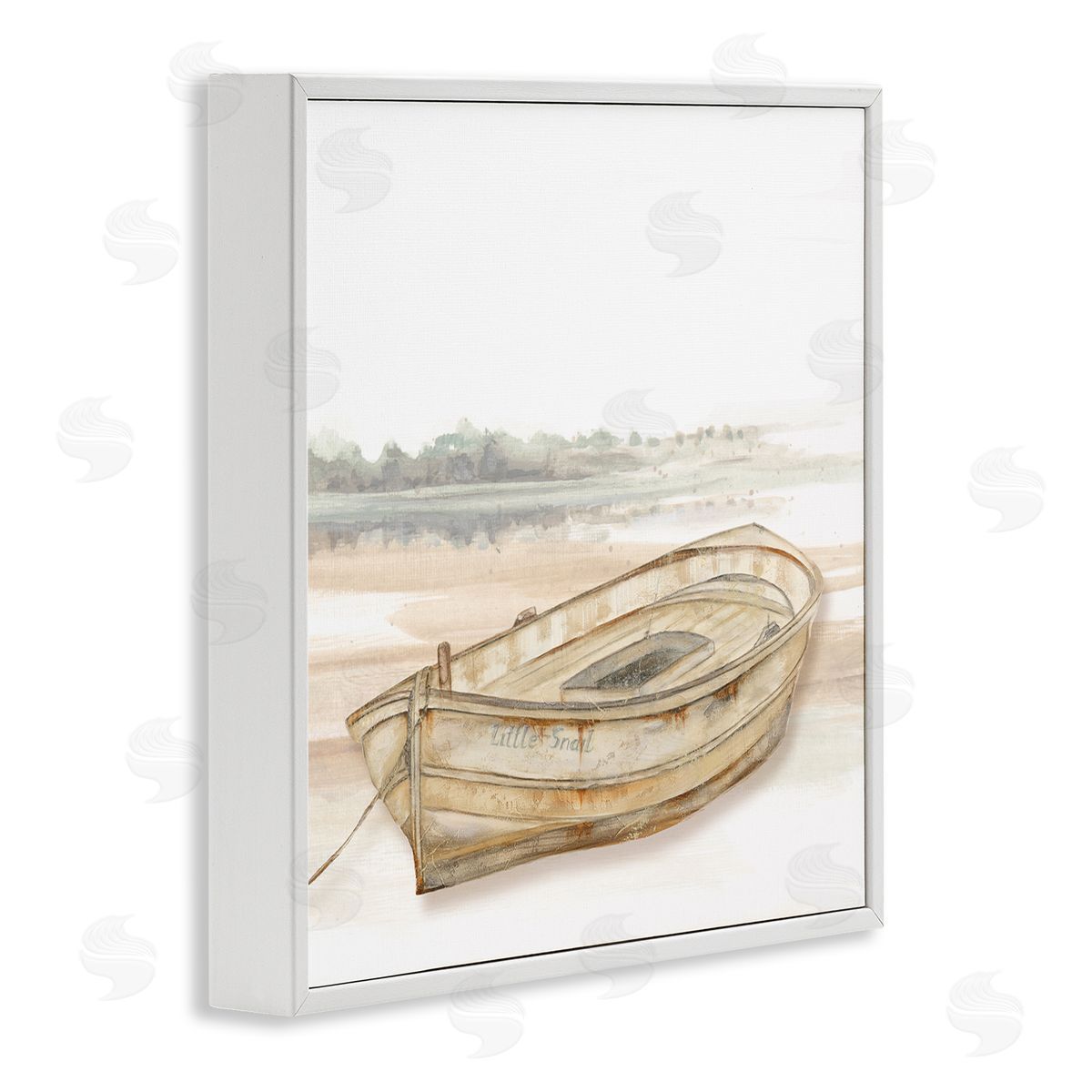 Patricia Pinto Little Snail Rowboat Resting Shallow Coastal Horizon White Framed Glicee Wall Art Print