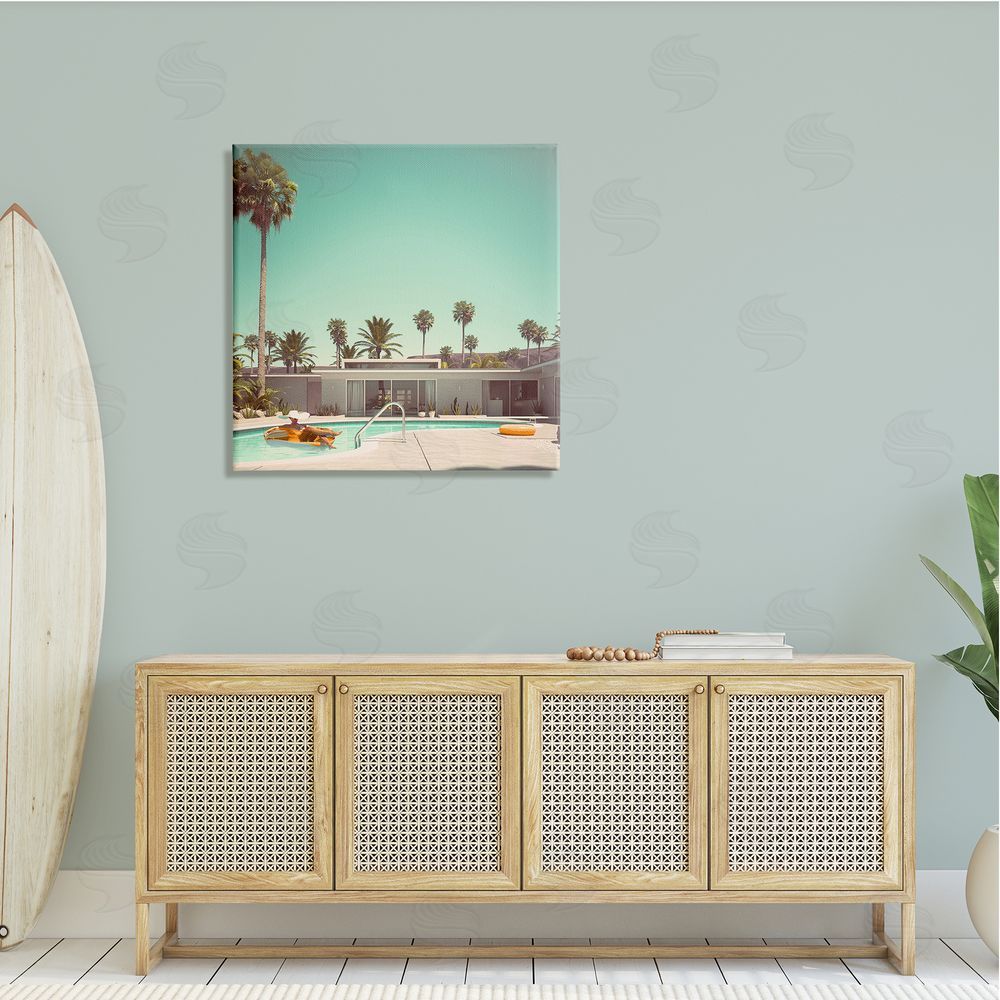 Stupell Studio Vacation Pool Desert Retreat West Coast Architecture Canvas Wall Art in Room