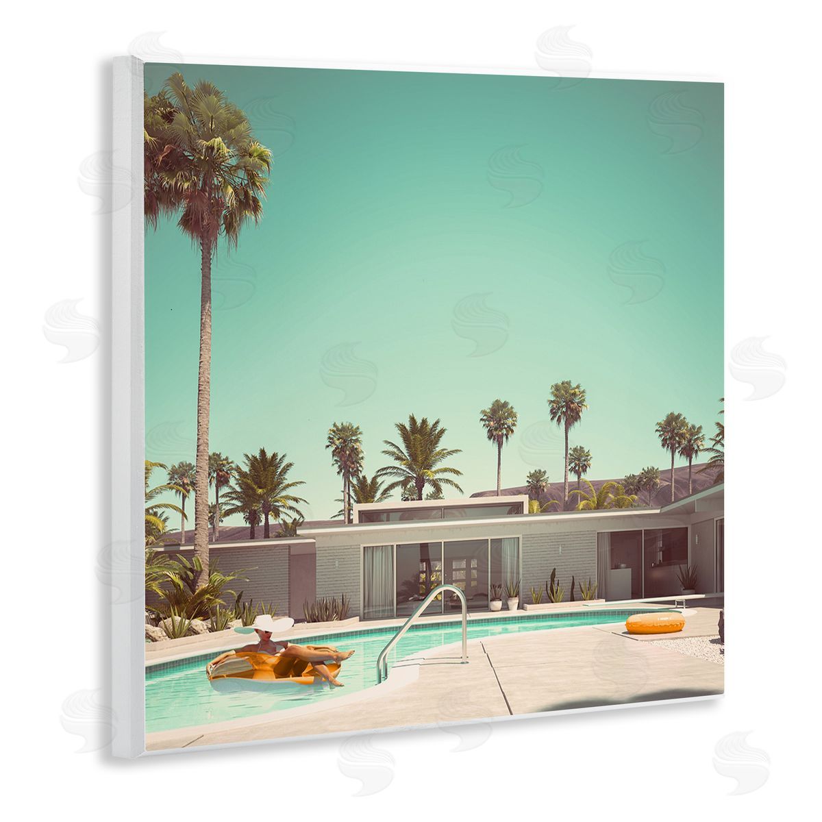 Stupell Studio Vacation Pool Desert Retreat West Coast Architecture Wooden Wall Plaque Art Print