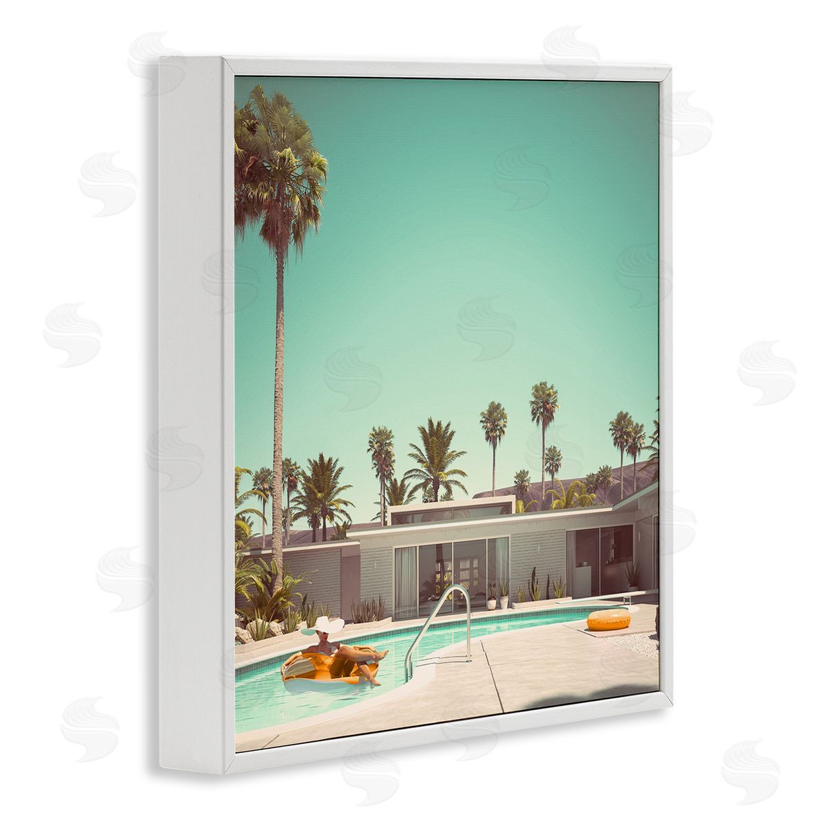 Stupell Studio Vacation Pool Desert Retreat West Coast Architecture White Framed Glicee Wall Art Print