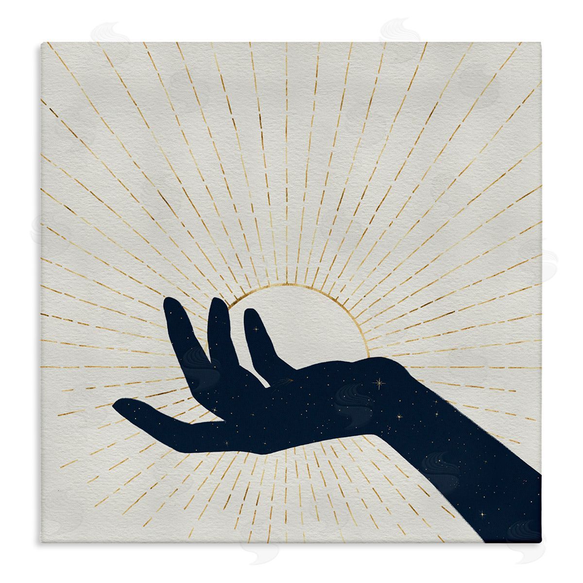 Grace Popp Universe Hand Holding Sun Bohemian Chic Design Stretched Canvas Wall Art Print