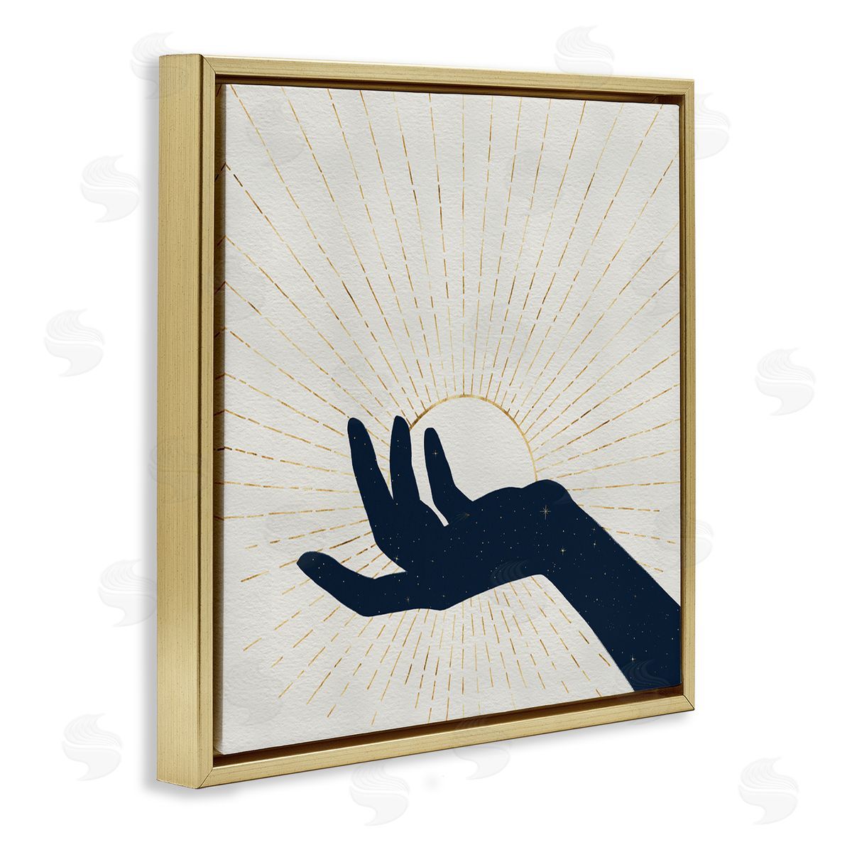 Grace Popp Universe Hand Holding Sun Bohemian Chic Design Gold Floating Frame Canvas Wall Art Print