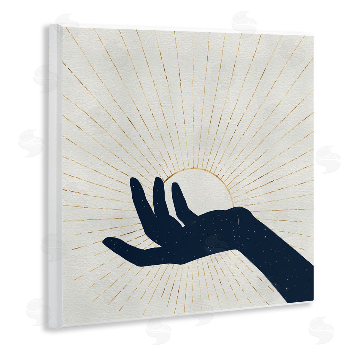 Grace Popp Universe Hand Holding Sun Bohemian Chic Design Wooden Wall Plaque Art Print