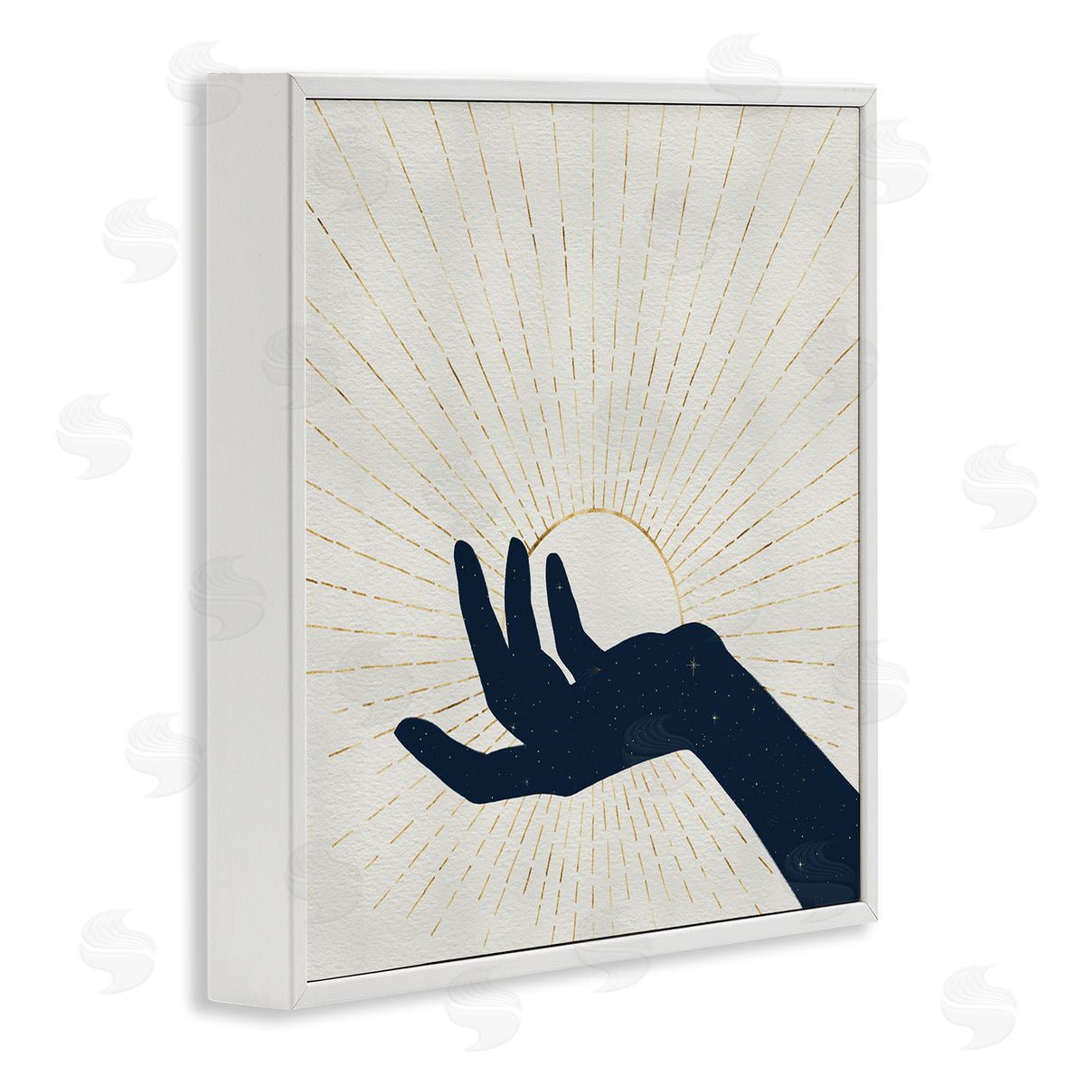 Grace Popp Universe Hand Holding Sun Bohemian Chic Design White Framed Glicee Wall Art Print