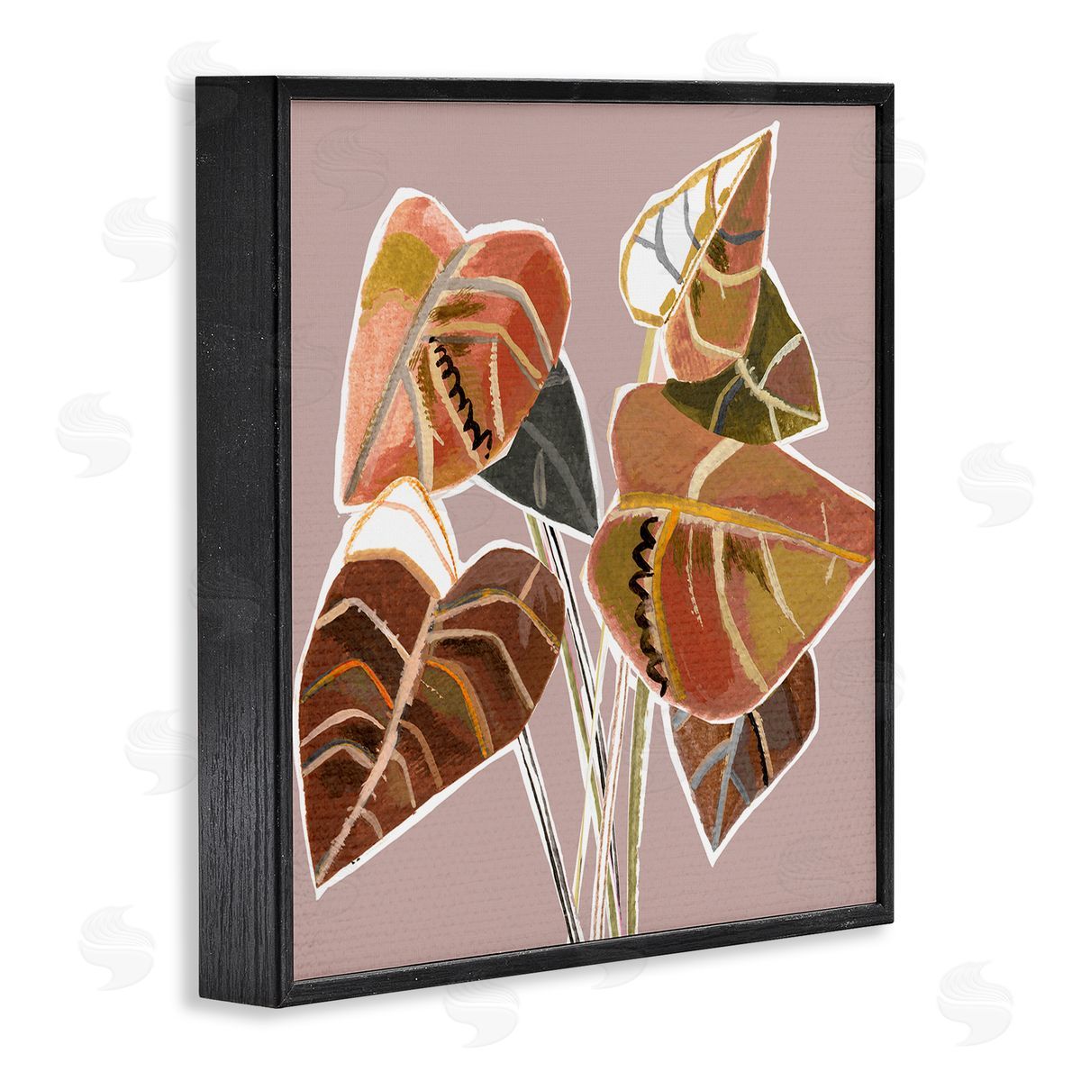 Pope Arrowhead Plant Vine Ornamented Fall Leaves Cubist Painting Black Framed Glicee Wall Art Print