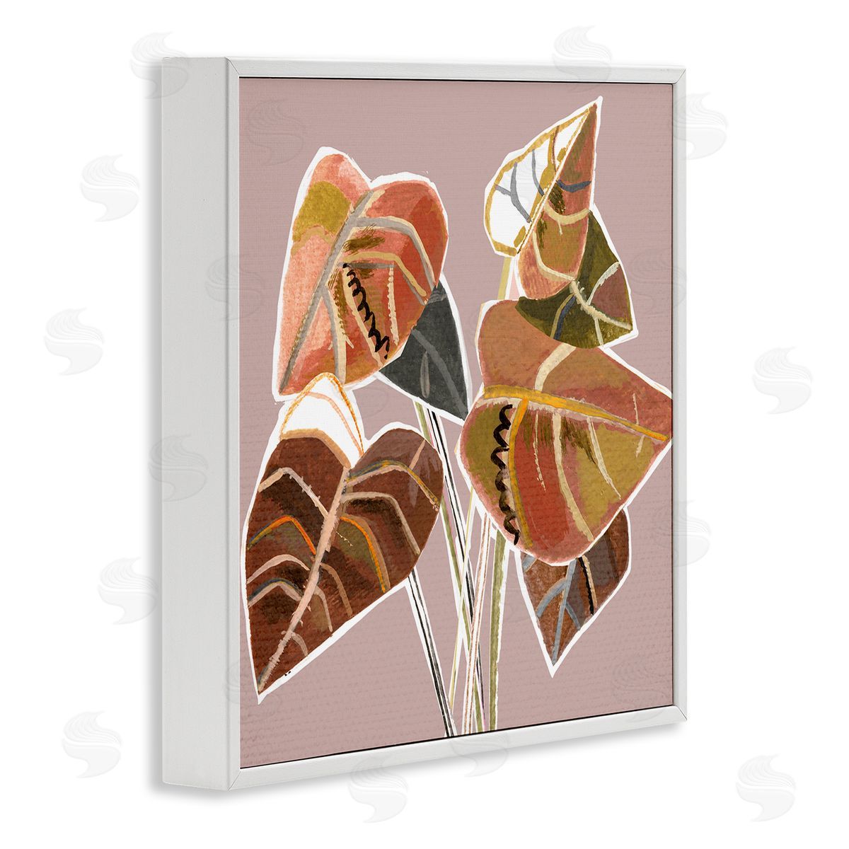 Pope Arrowhead Plant Vine Ornamented Fall Leaves Cubist Painting White Framed Glicee Wall Art Print
