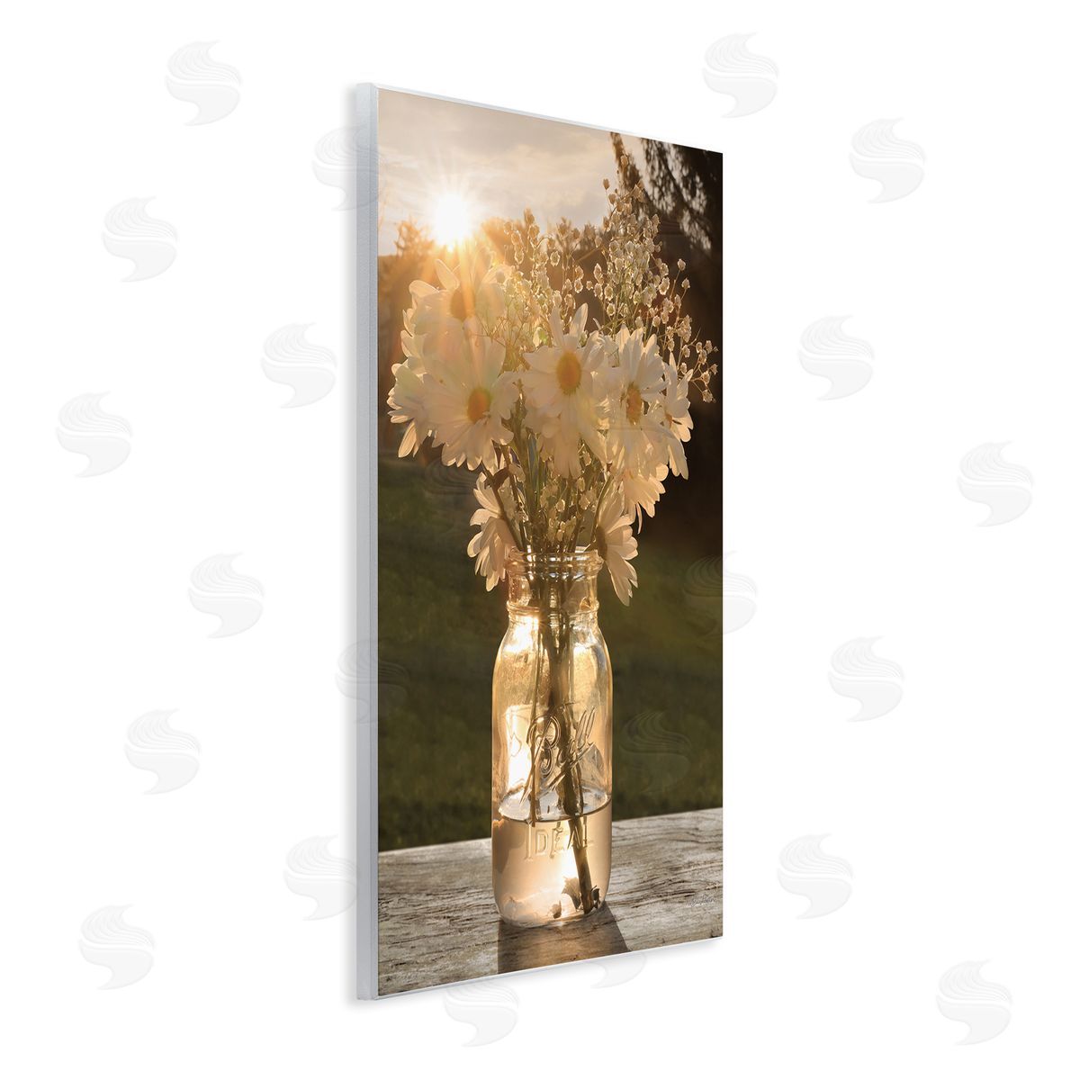 Warm Meadow Daisies in Jar Wood Plaque Wall Art, Home Decor by Lori Deiter