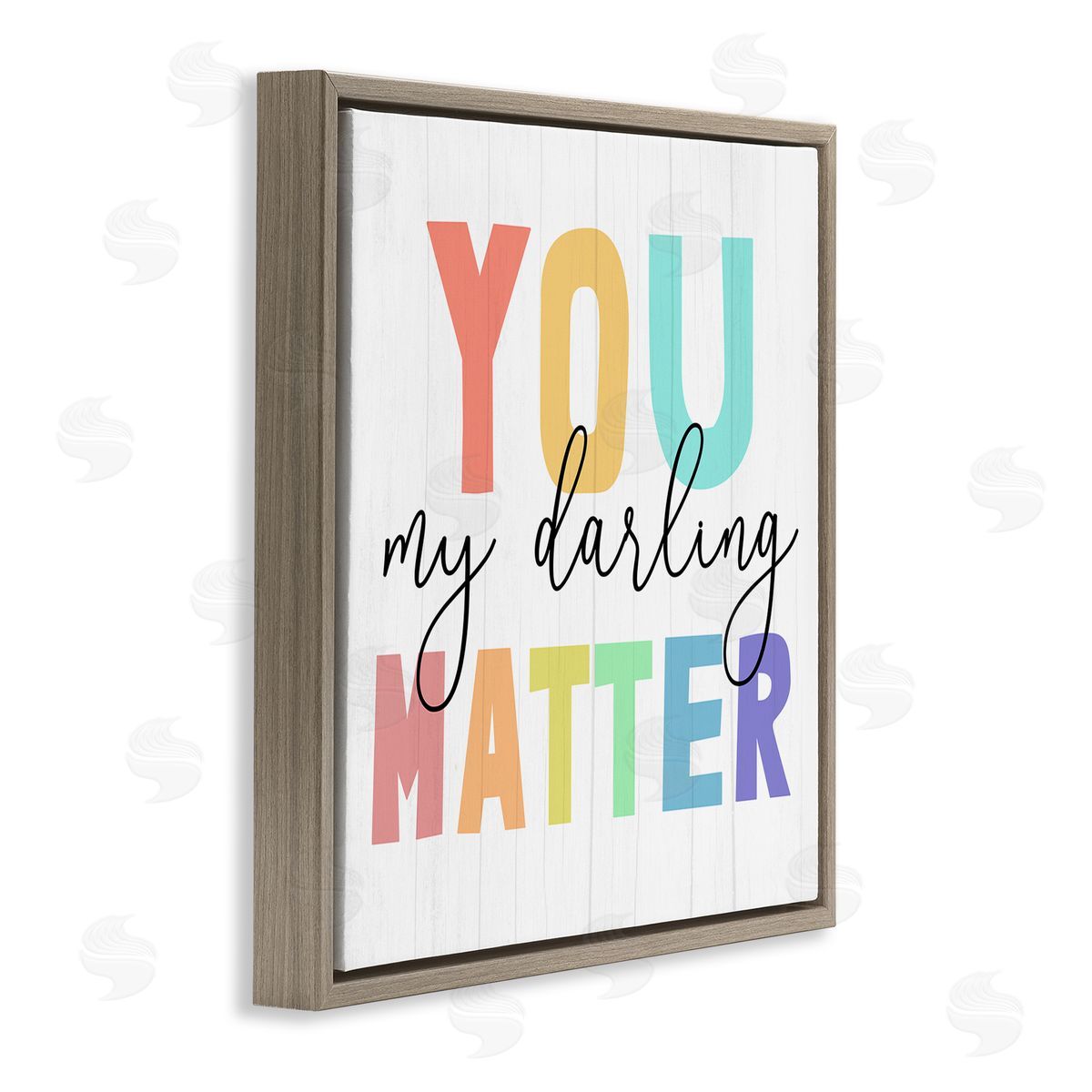 You Darling Matter Rainbow Letters Brown Floating Frame Canvas Wall Art, Home Decor by Stupell Studio