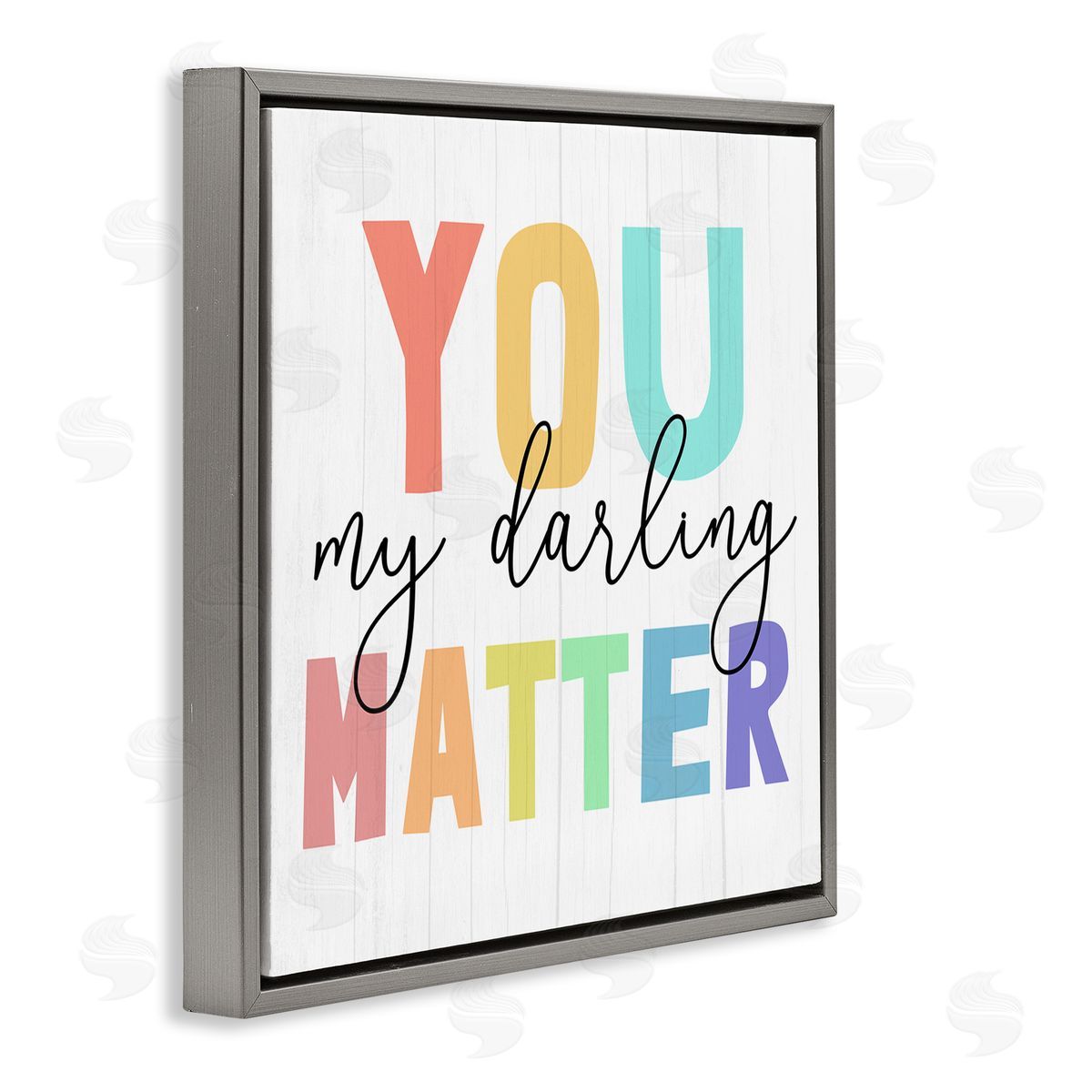 You Darling Matter Rainbow Letters Grey Floating Frame Canvas Wall Art, Home Decor by Stupell Studio