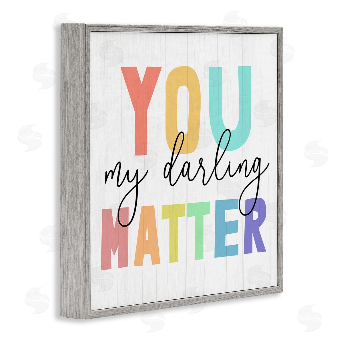 You Darling Matter Rainbow Letters Grey Frame Print Wall Art, Home Decor by Stupell Studio