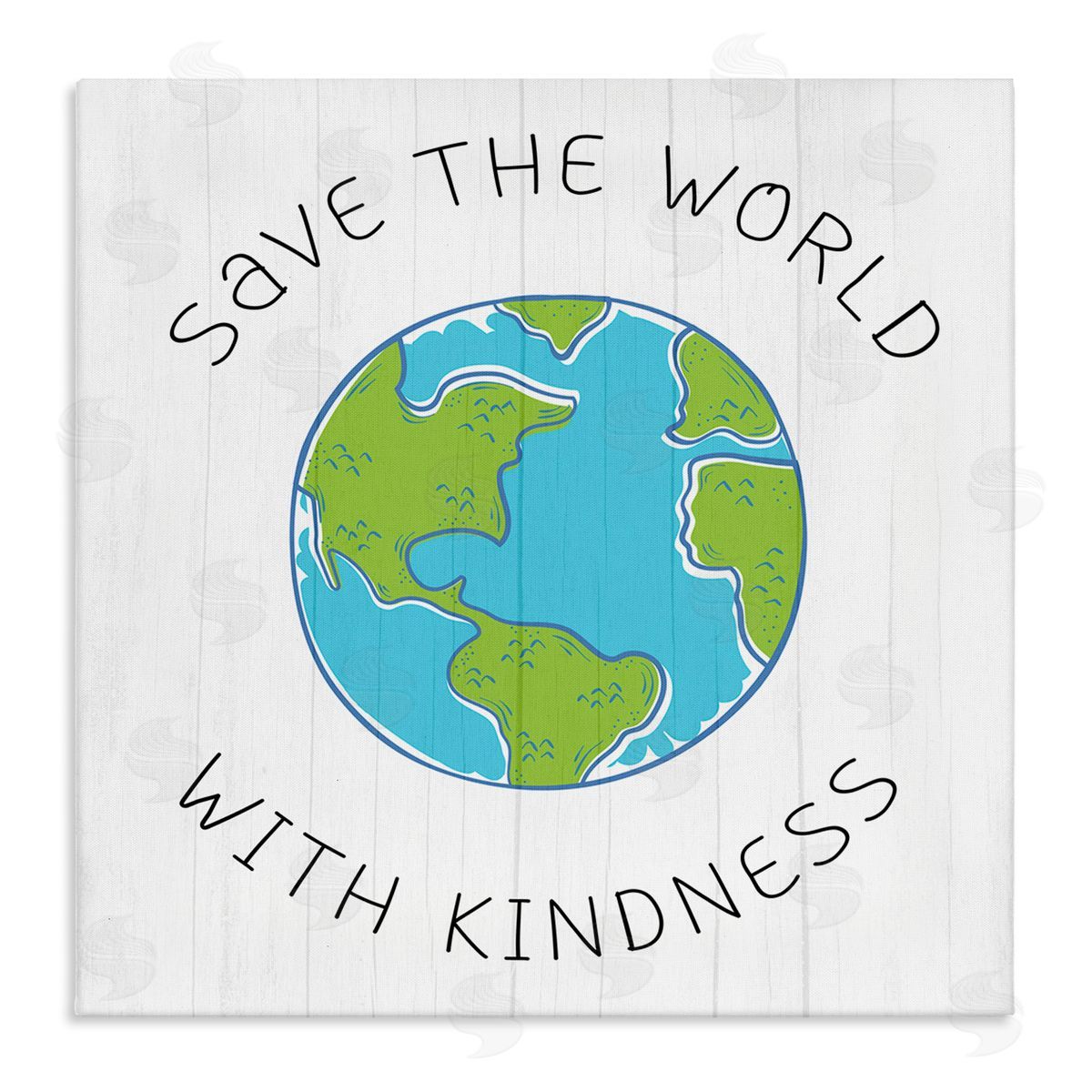 Stupell Studio Save The World With Kindness Planet Earth Symbol Stretched Canvas Wall Art Print