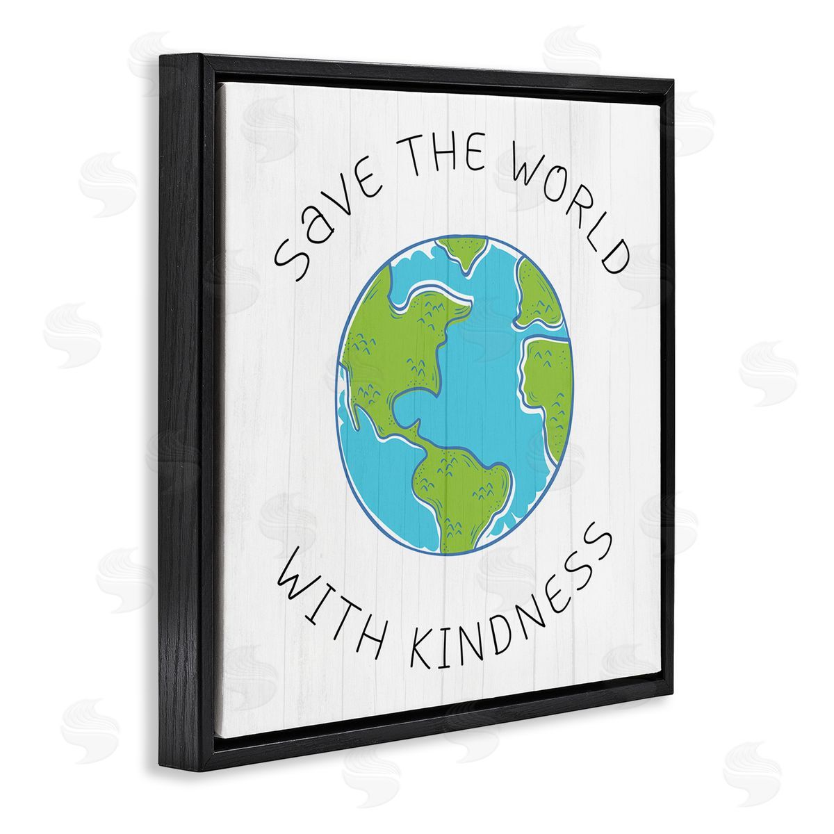Stupell Studio Save The World With Kindness Planet Earth Symbol Black Floating Frame Canvas Wall Art Print