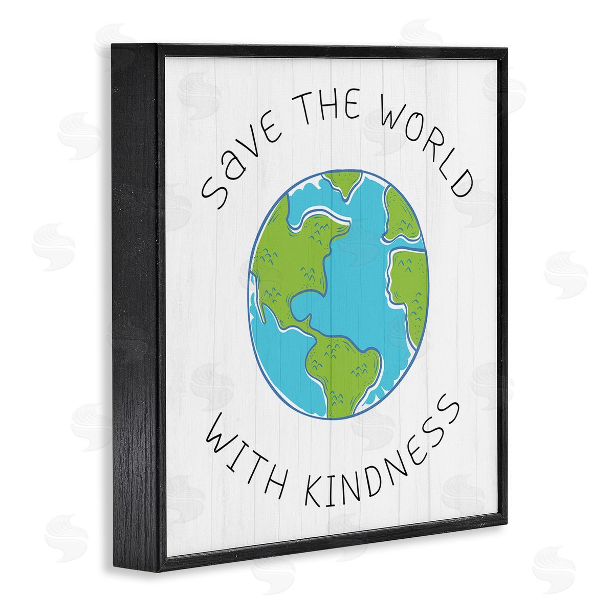 Stupell Studio Save The World With Kindness Planet Earth Symbol Black Framed Glicee Wall Art Print