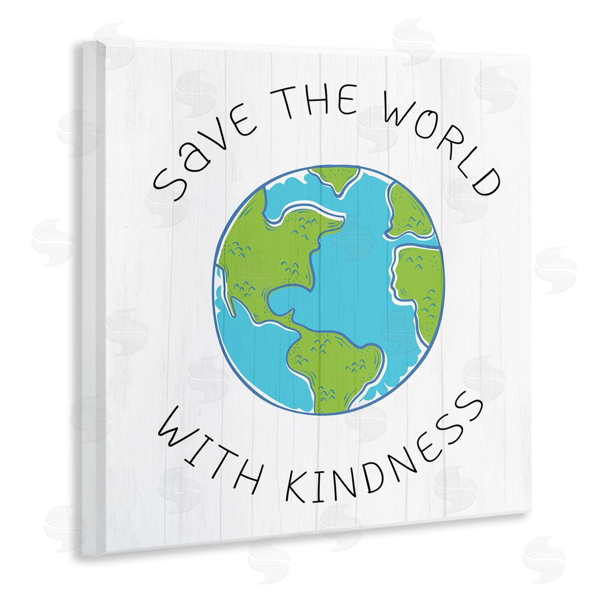 Stupell Studio Save The World With Kindness Planet Earth Symbol Wooden Wall Plaque Art Print