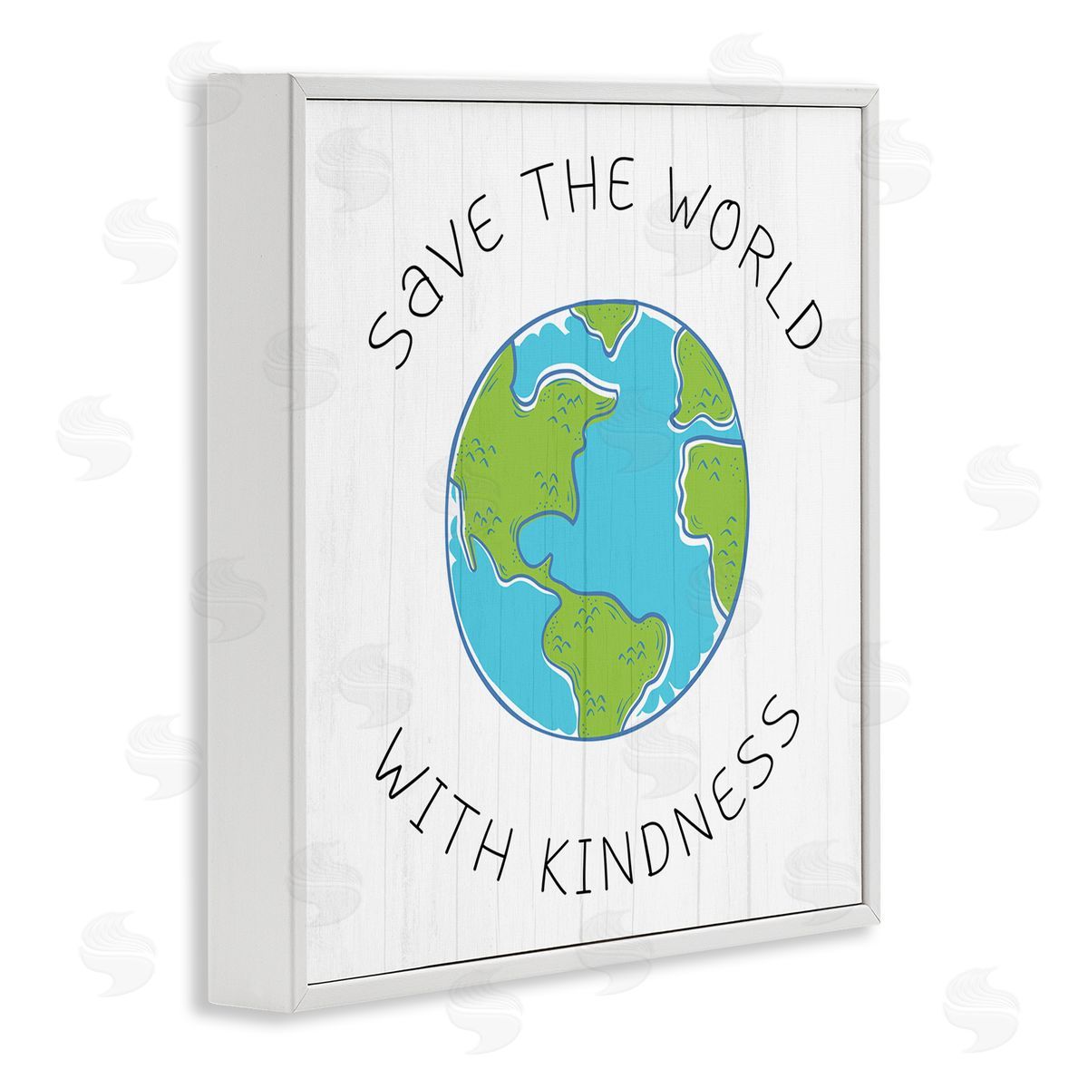 Stupell Studio Save The World With Kindness Planet Earth Symbol White Framed Glicee Wall Art Print