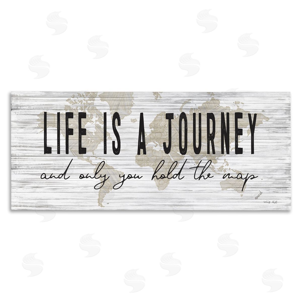Life Is a Journey Rustic World Map Canvas Wall Art, Home Decor by Cindy Jacobs