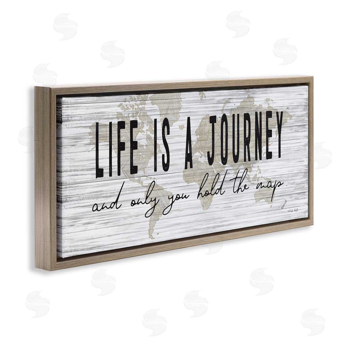 Life Is a Journey Rustic World Map Brown Floating Frame Canvas Wall Art, Home Decor by Cindy Jacobs