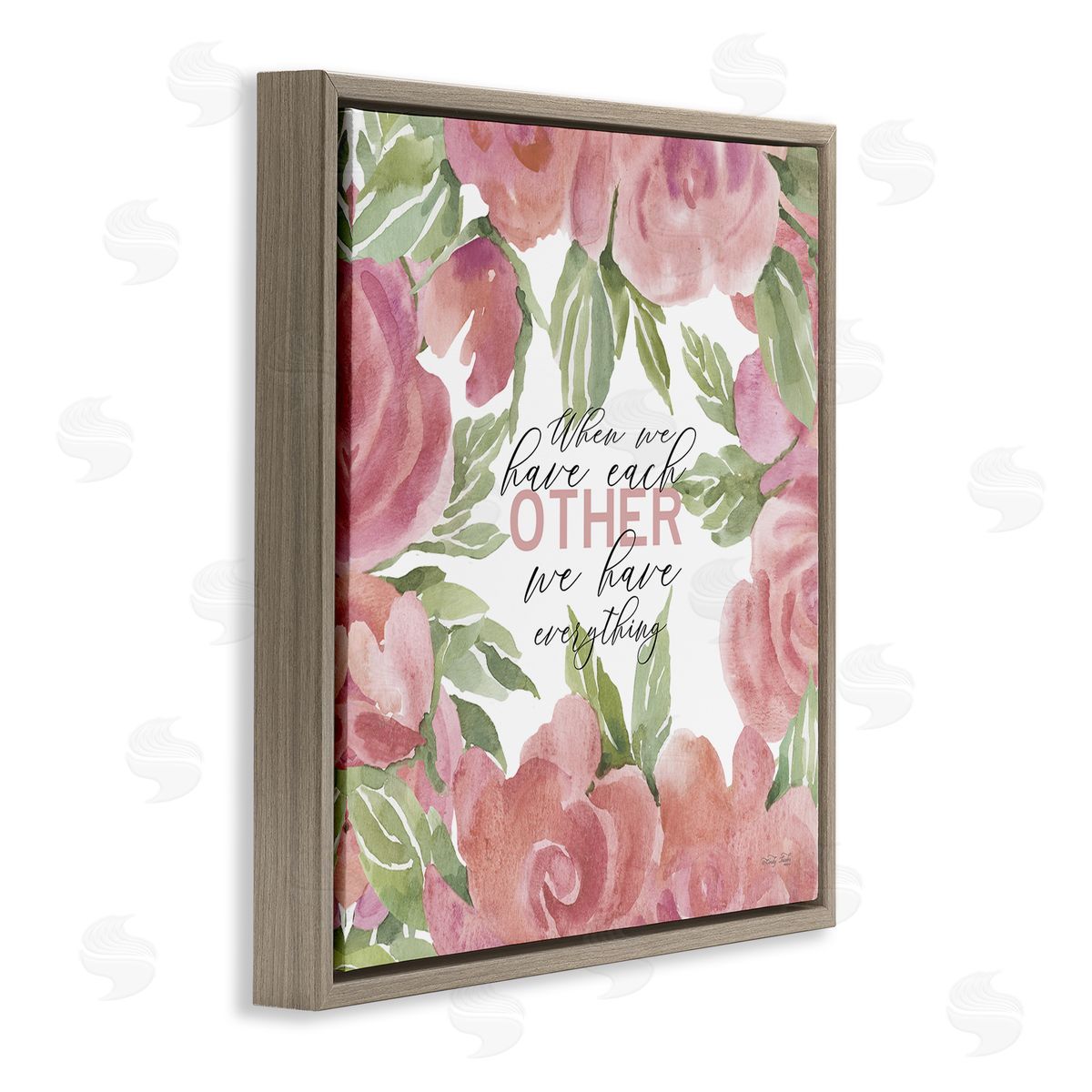 Cindy Jacobs When We Have Each Other Floral Romantic Sign Brown Floating Frame Canvas Wall Art Print