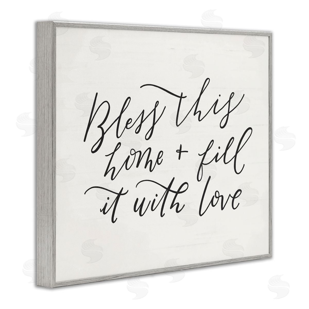 Bless This Home Typography Grey Frame Print Wall Art, Home Decor by Loni Harris