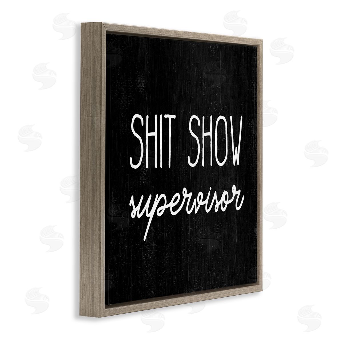 Stupell Studio Sh*t Show Supervisor Funny Sassy Rustic Phrase Brown Floating Frame Canvas Wall Art Print