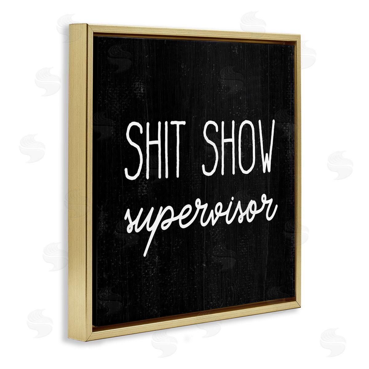 Stupell Studio Sh*t Show Supervisor Funny Sassy Rustic Phrase Gold Floating Frame Canvas Wall Art Print
