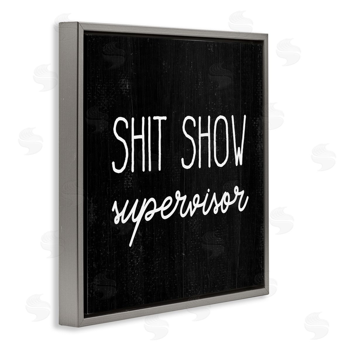 Stupell Studio Sh*t Show Supervisor Funny Sassy Rustic Phrase Gray Floating Frame Canvas Wall Art Print