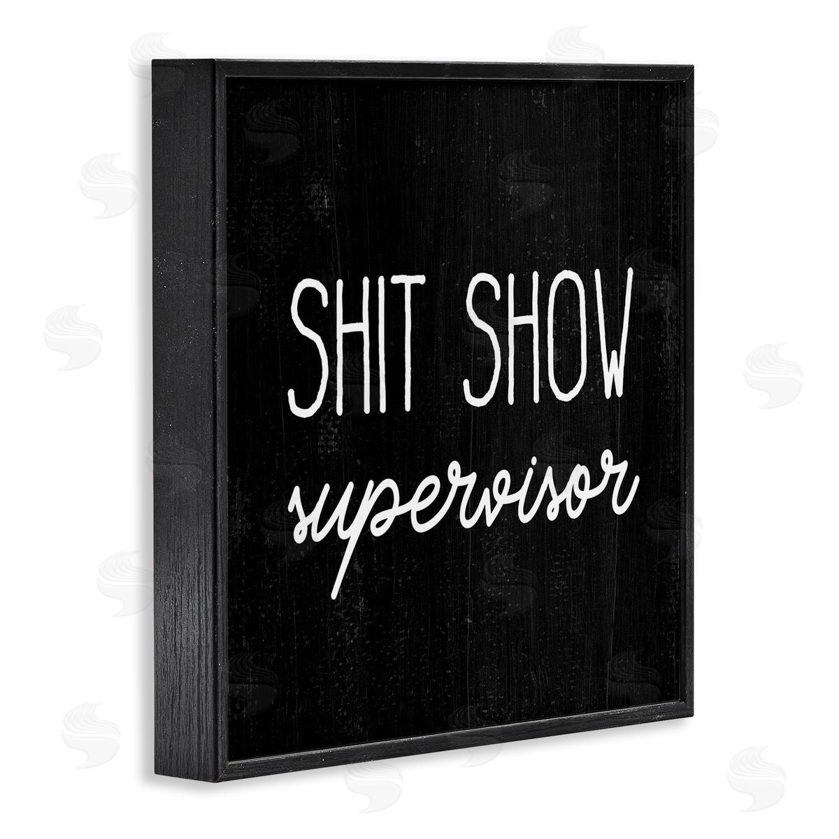 Stupell Studio Sh*t Show Supervisor Funny Sassy Rustic Phrase Black Framed Glicee Wall Art Print