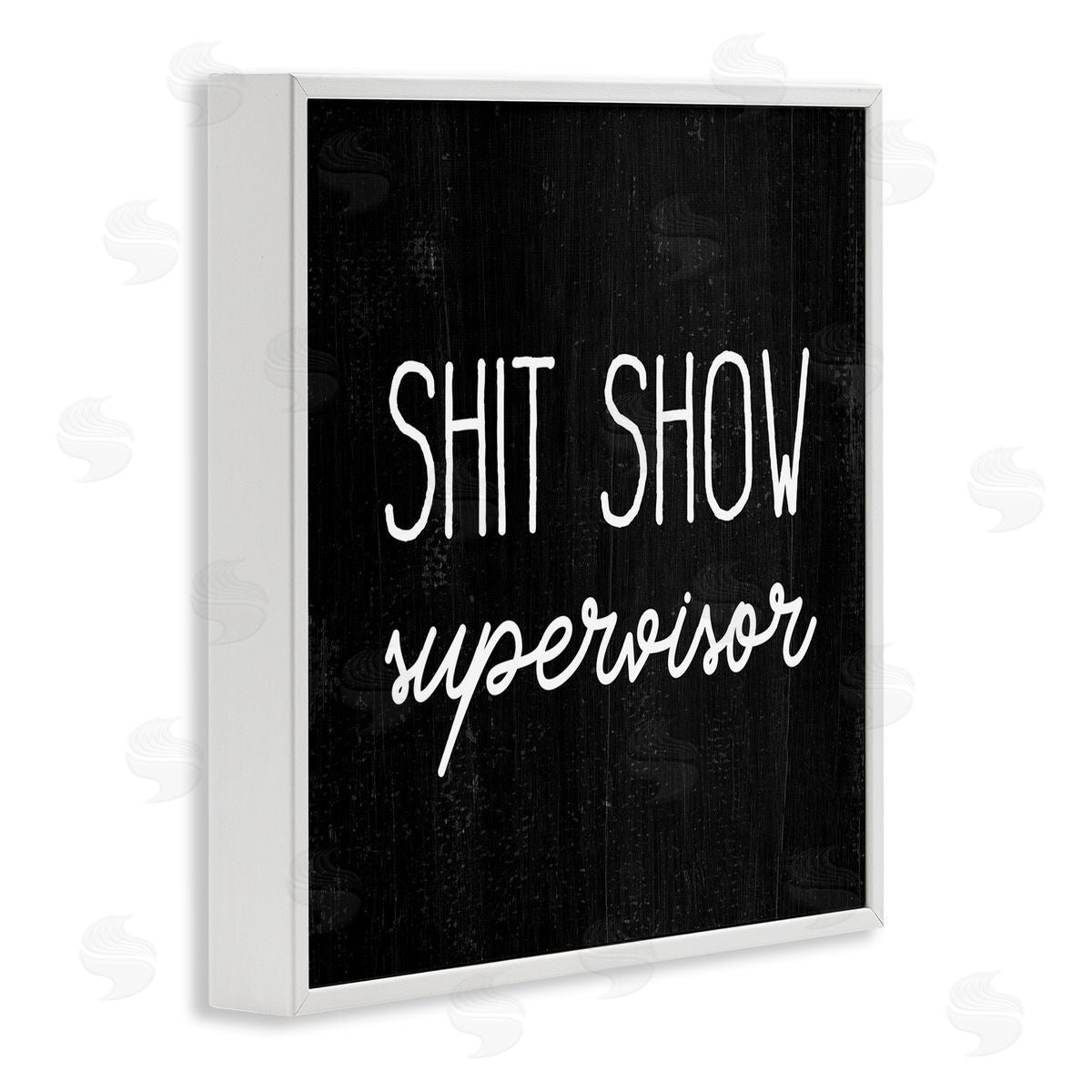 Stupell Studio Sh*t Show Supervisor Funny Sassy Rustic Phrase White Framed Glicee Wall Art Print