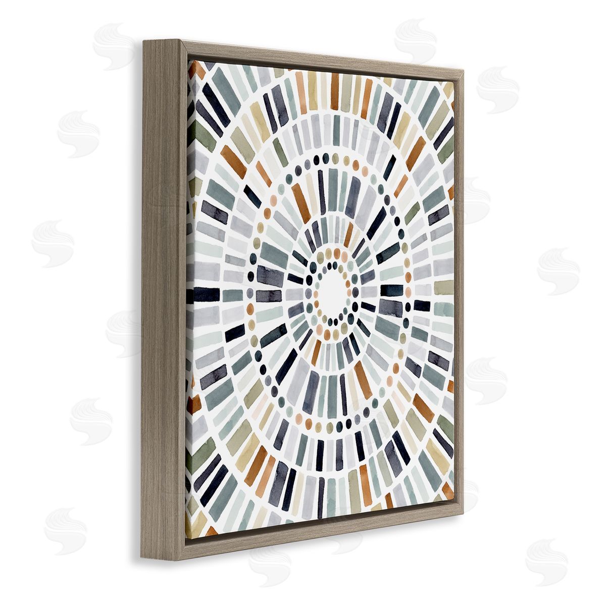 Abstract Rustic Mosaic Circle Brown Floating Frame Canvas Wall Art, Home Decor by Victoria Barnes