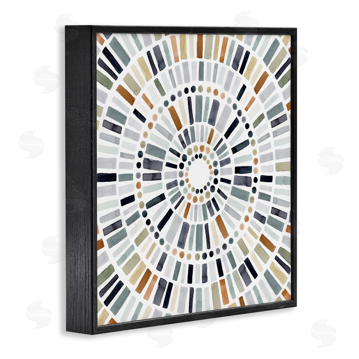 Abstract Rustic Mosaic Circle Black Frame Print Wall Art, Home Decor by Victoria Barnes